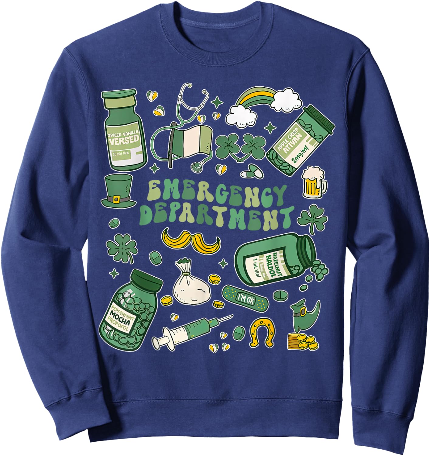 Emergency Department Nurse St. Patrick's Day ER ICU Nursing Sweatshirt - Sweatshirt | Navy