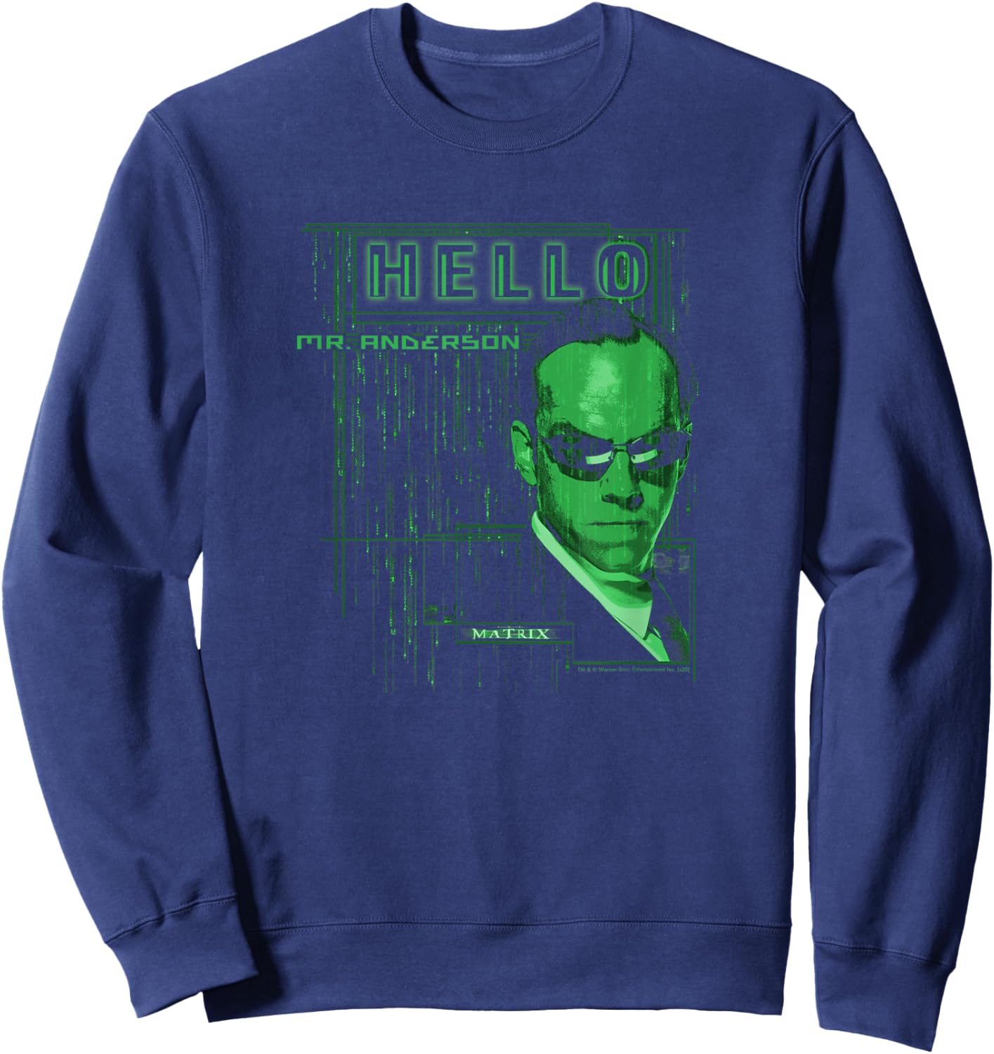 The Matrix Agent Smith Hello Mr. Anderson Code Drop Sweatshirt - Sweatshirt | Navy
