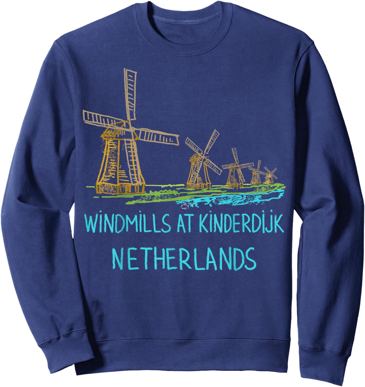 Windmills at Kinderdijk Netherlands Sweatshirt - Sweatshirt | Navy
