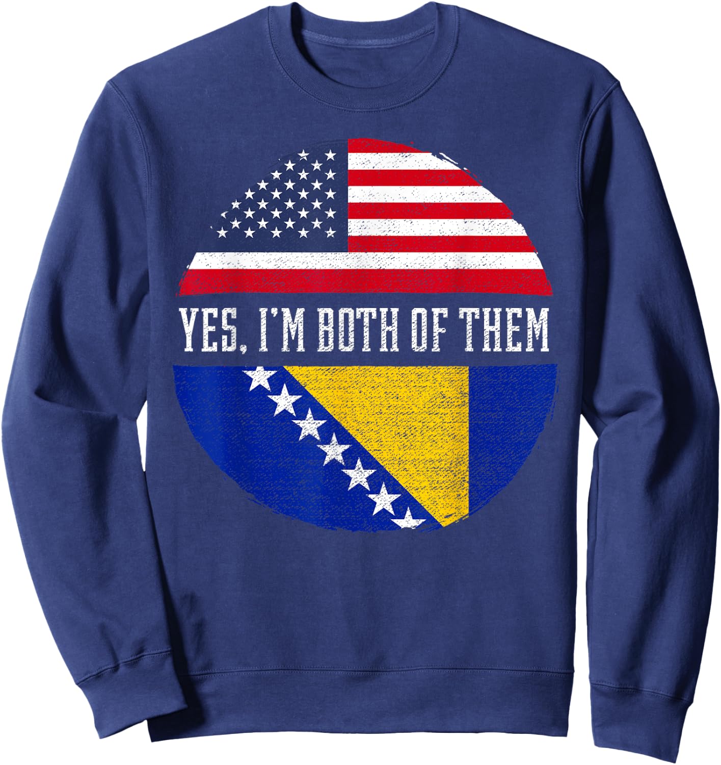 Half American Bosnian Herzegovinian Bosnia and Herzegovina Sweatshirt - Sweatshirt | Navy