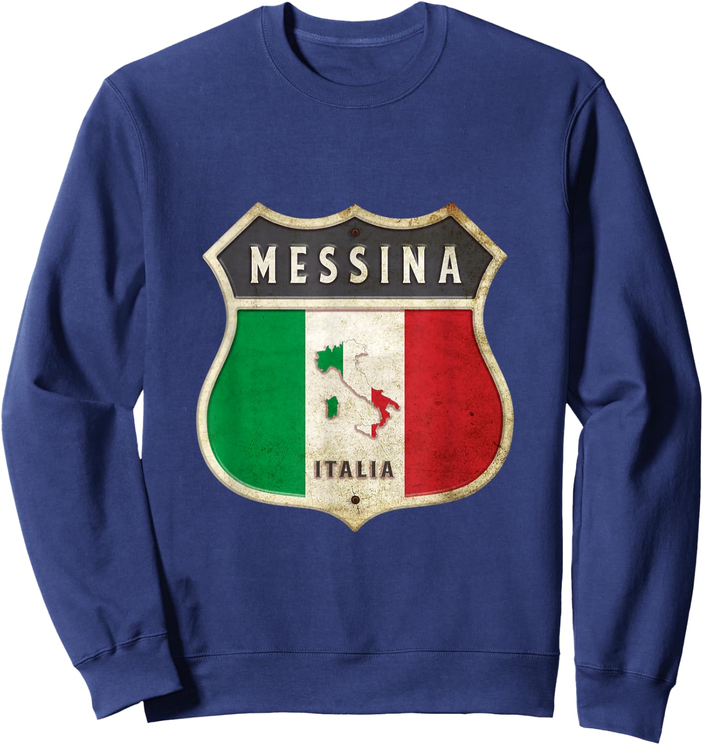 Messina Italy Sicily Coat of Arms Flag City / Gift Sweatshirt - Sweatshirt | Navy
