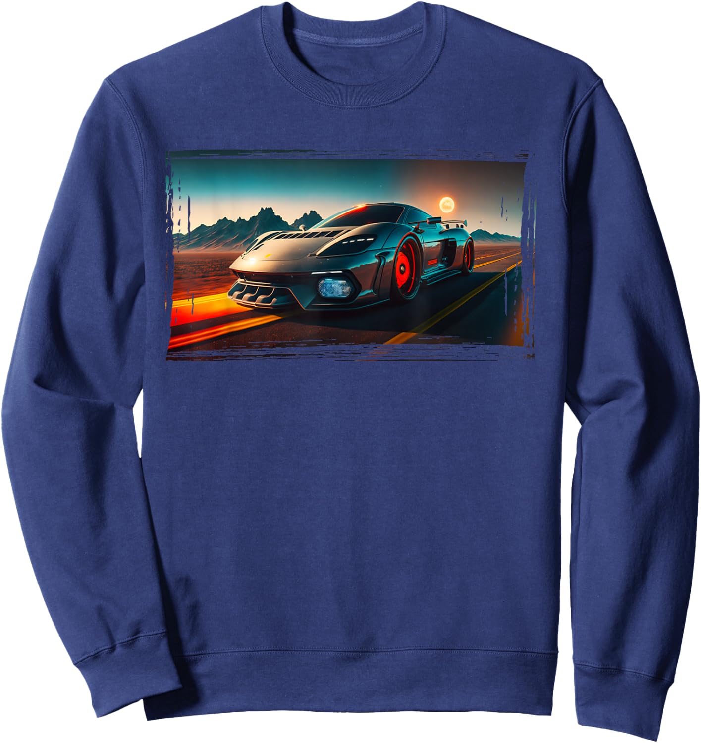 Sports Car Futuristic Sci-Fi Supercar Poster Style Boys Men Sweatshirt - Sweatshirt | Navy