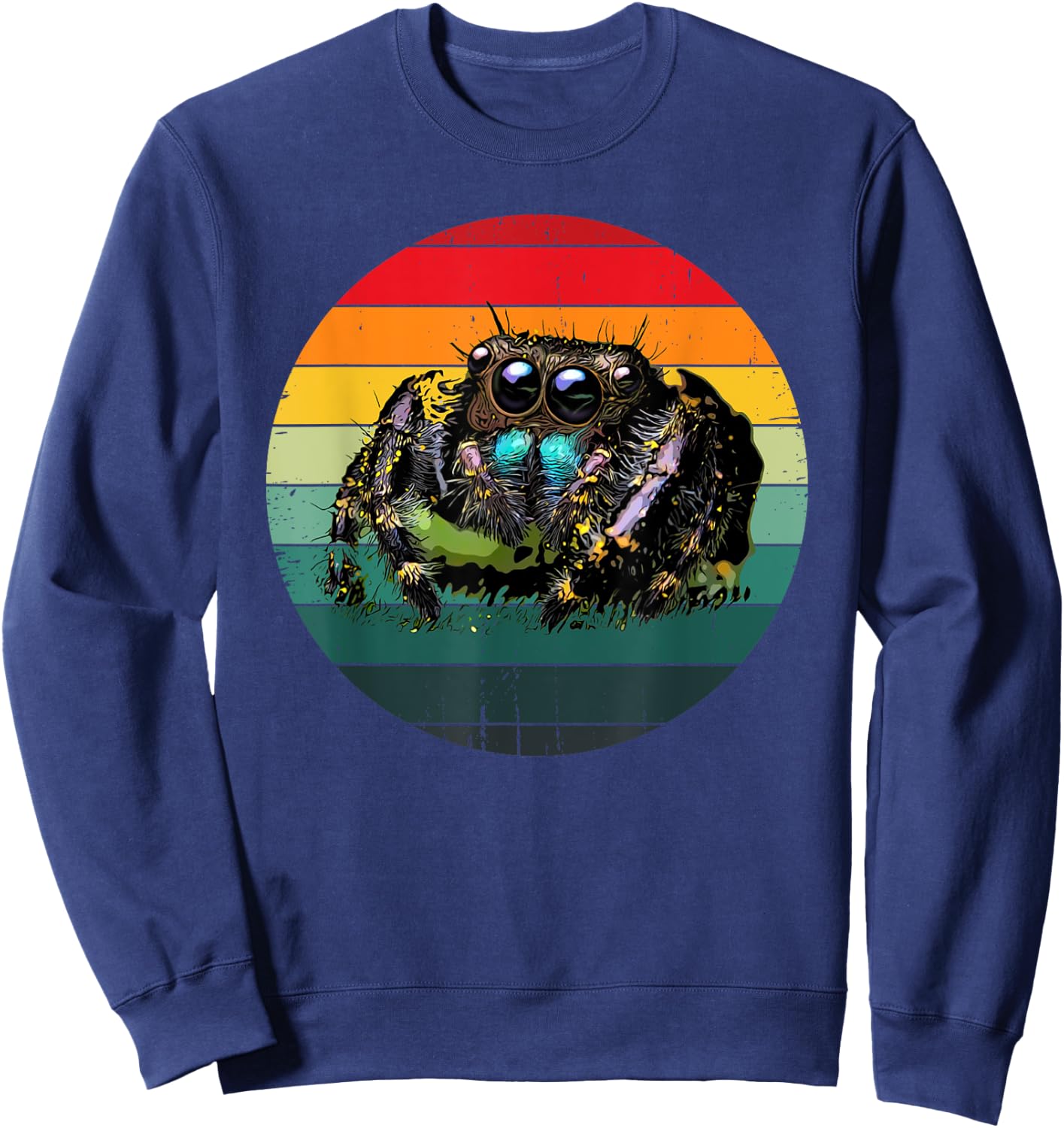 Pet Spider Mom or Dad Vintage Spooder Cute Jumping Spider Sweatshirt - Sweatshirt | Navy