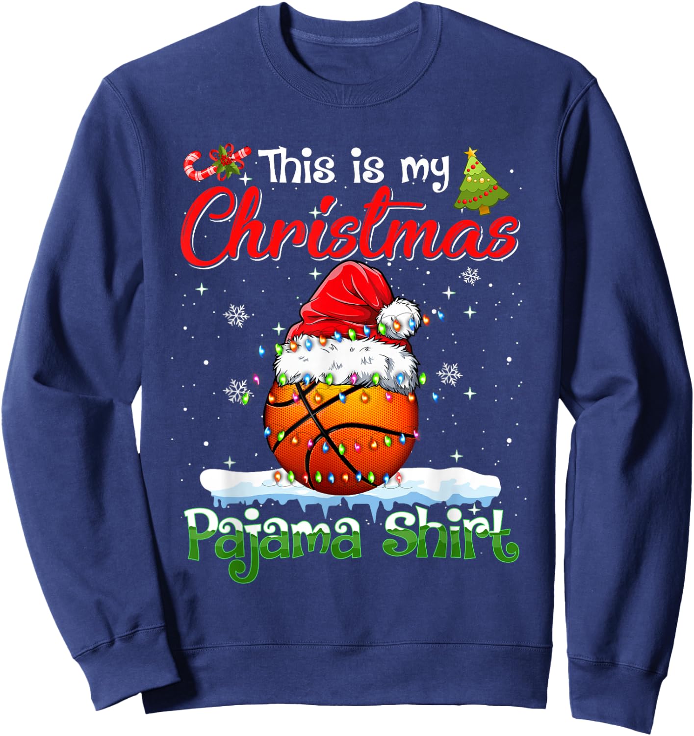 Funny Basketball Christmas Shirt Gift - -Adults, Kids - Black - Short Sleeve - Christmas Basketball Kids Sweatshirt - Sweatshirt | Navy