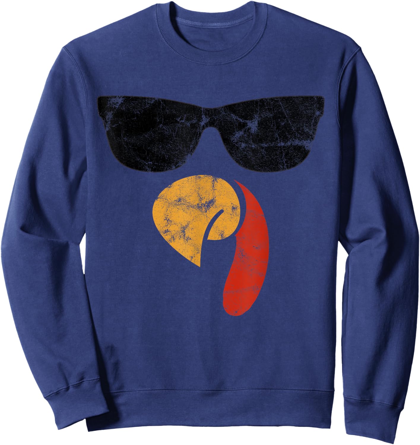 Turkey Face Thanksgiving Day Piligrim Gifts Trot Leg Day Sweatshirt - Sweatshirt | Navy