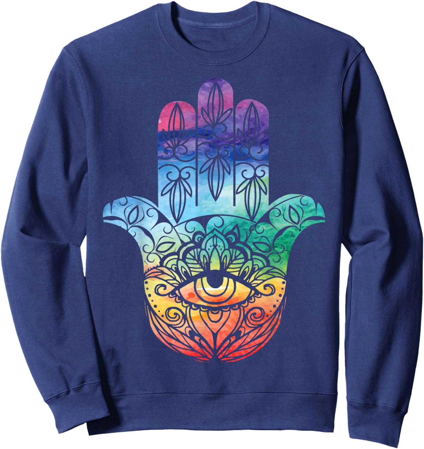 Hamsa Top with Beautiful Hamsa Hand Sweatshirt - Sweatshirt | Navy