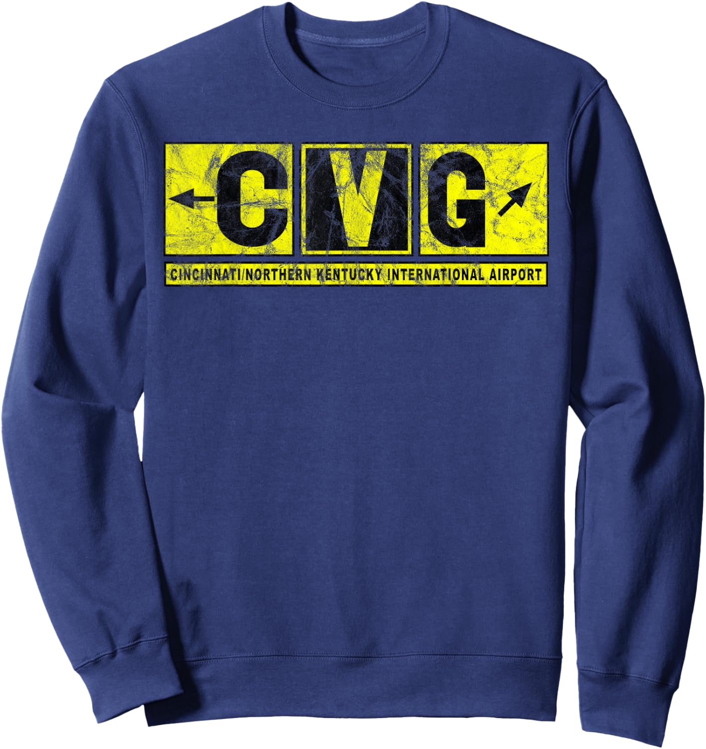 CVG Cincinnati N Kentucky Airport Taxiway Sign Pilot Vintage Sweatshirt - Sweatshirt | Navy