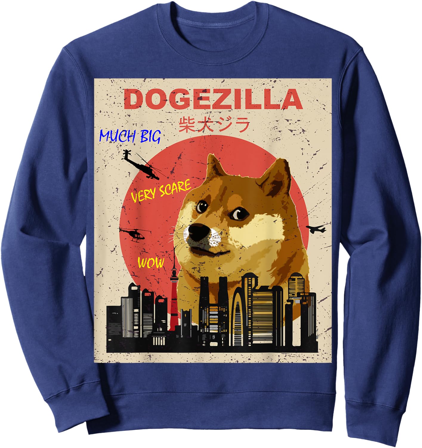 Large Shiba inu Dog Dogezilla Sweatshirt - Sweatshirt | Navy