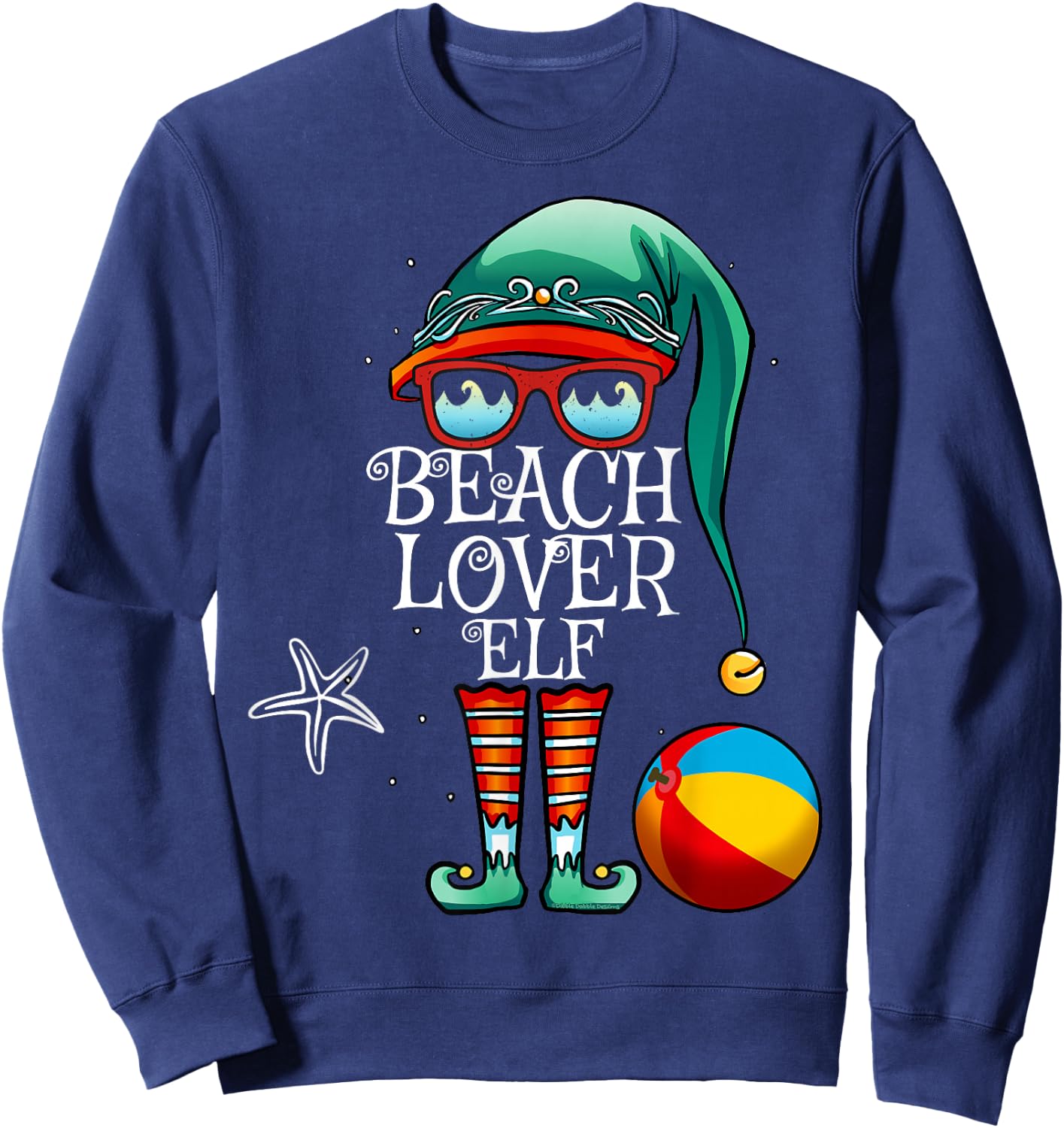 Christmas Beach Lover Elf - Matching Family Christmas Sweatshirt - Sweatshirt | Navy