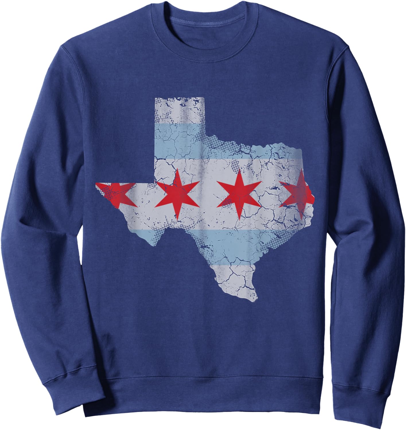 Texas Chicago Flag Vintage Distressed Sweatshirt - Sweatshirt | Navy