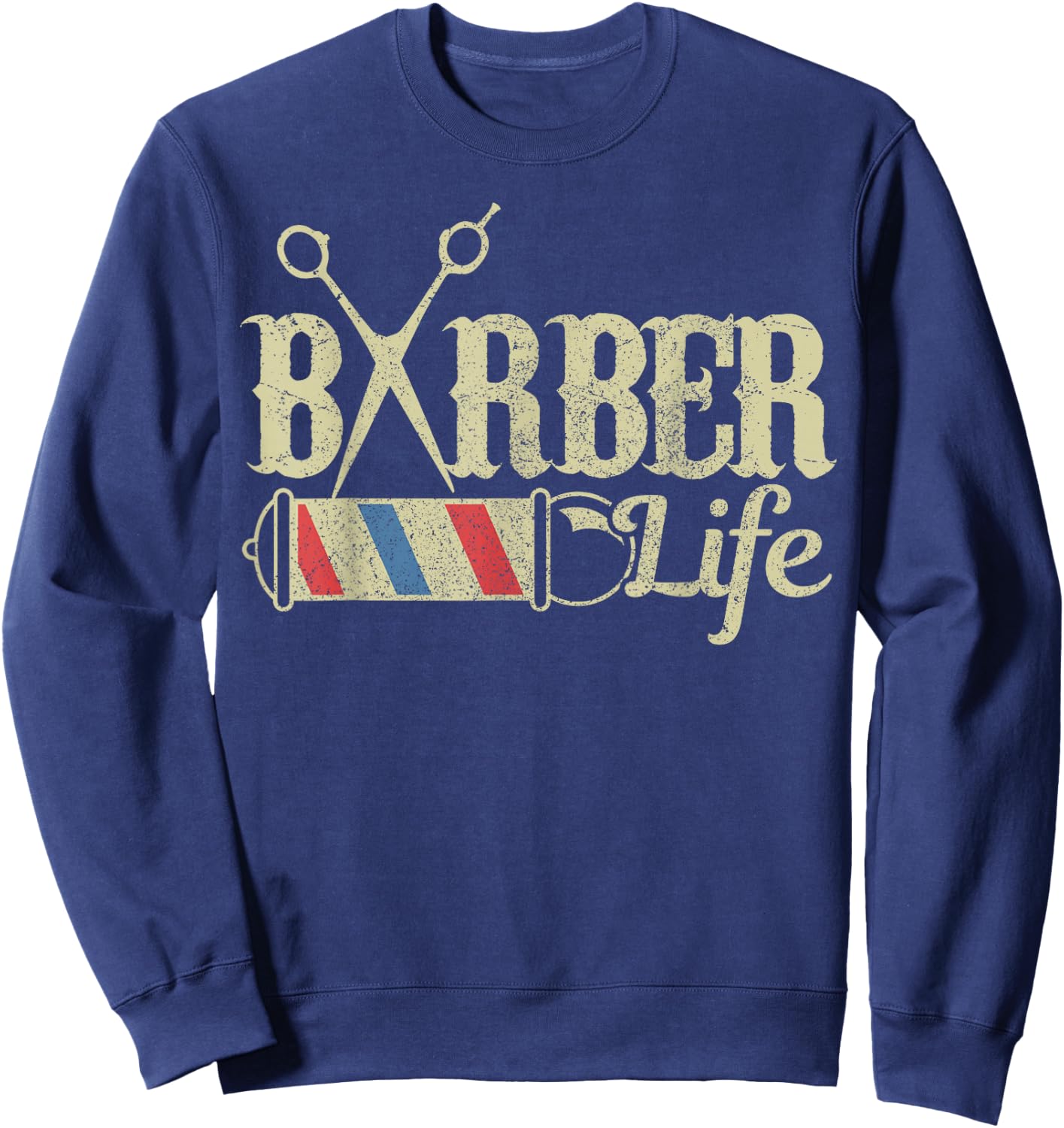 Friseur & Barbier Apparel Co. Barber Pole Vintage Funny Gift Sweatshirt - Sweatshirt | Navy