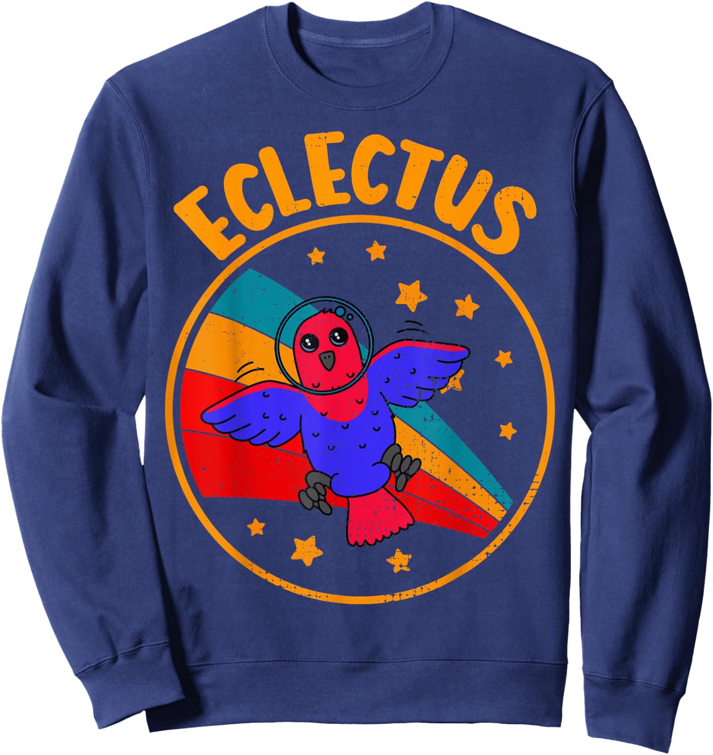 Cute Vintage Female Eclectus Parrot Retro Parrot In Space Sweatshirt - Sweatshirt | Navy