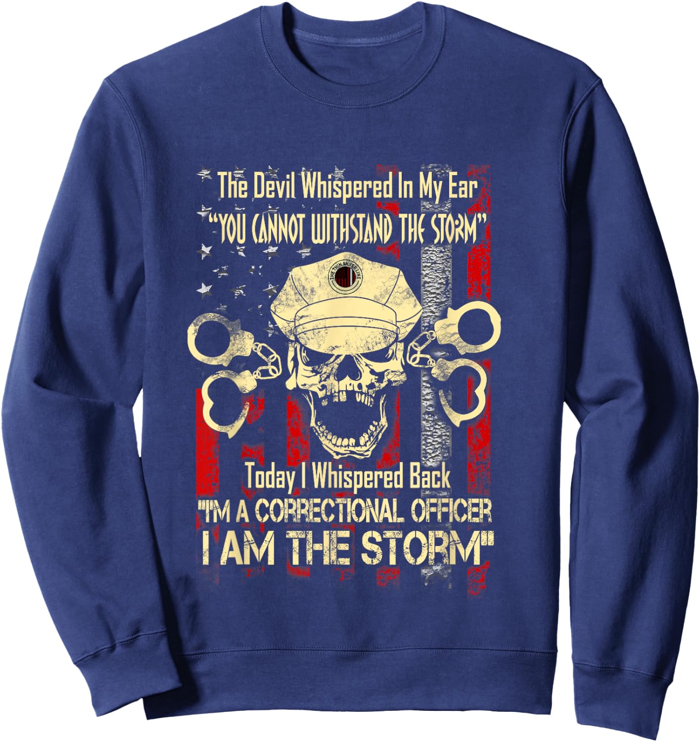 State Corrections Officer Shirt Thin Silver Line Gifts Sweatshirt - Sweatshirt | Navy