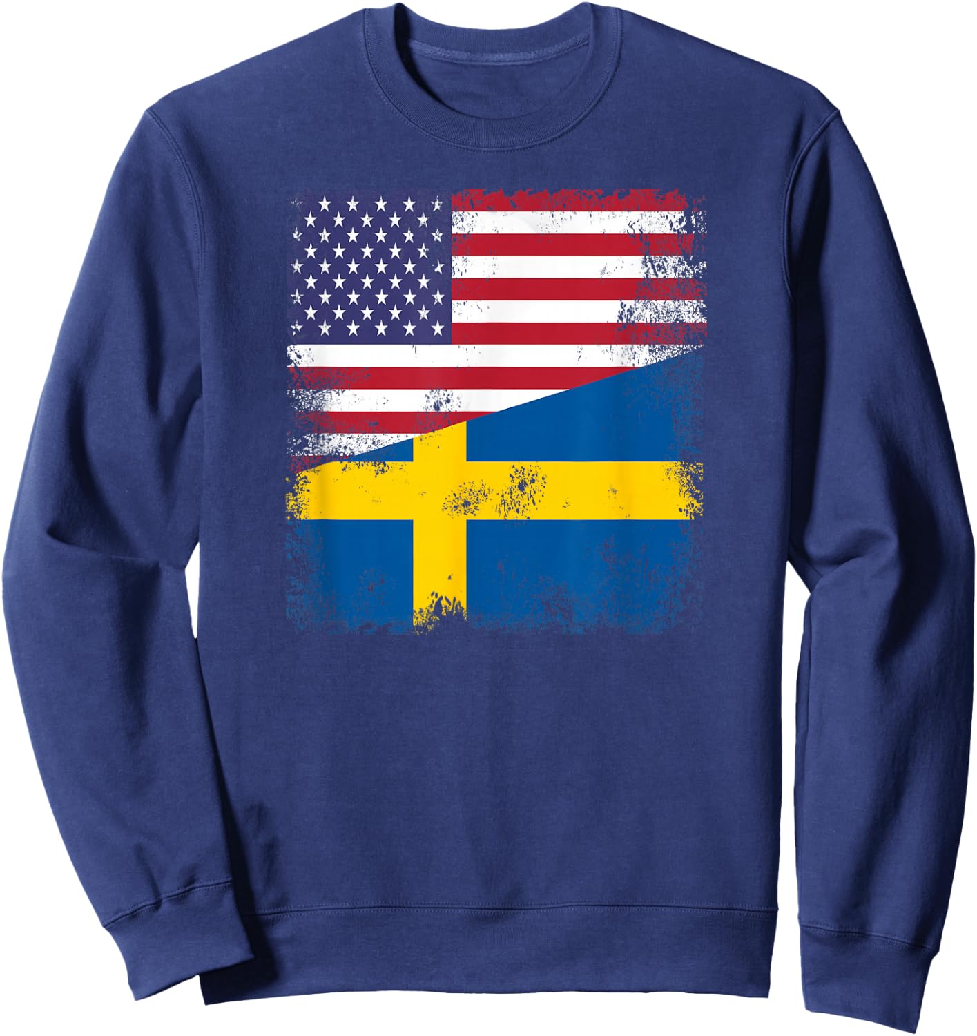 Half Swedish Flag | Vintage Sweden USA Gift Sweatshirt - Sweatshirt | Navy