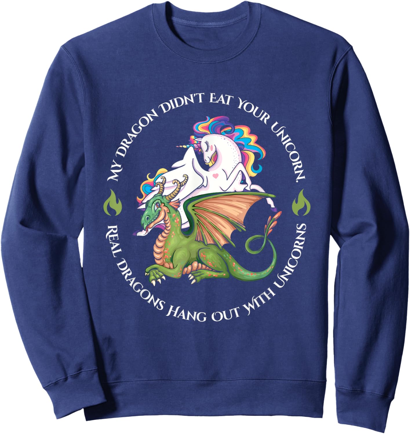 Funny My Dragon Didnt Eat Your Unicorn Best Friends Hang Out Sweatshirt - Sweatshirt | Navy