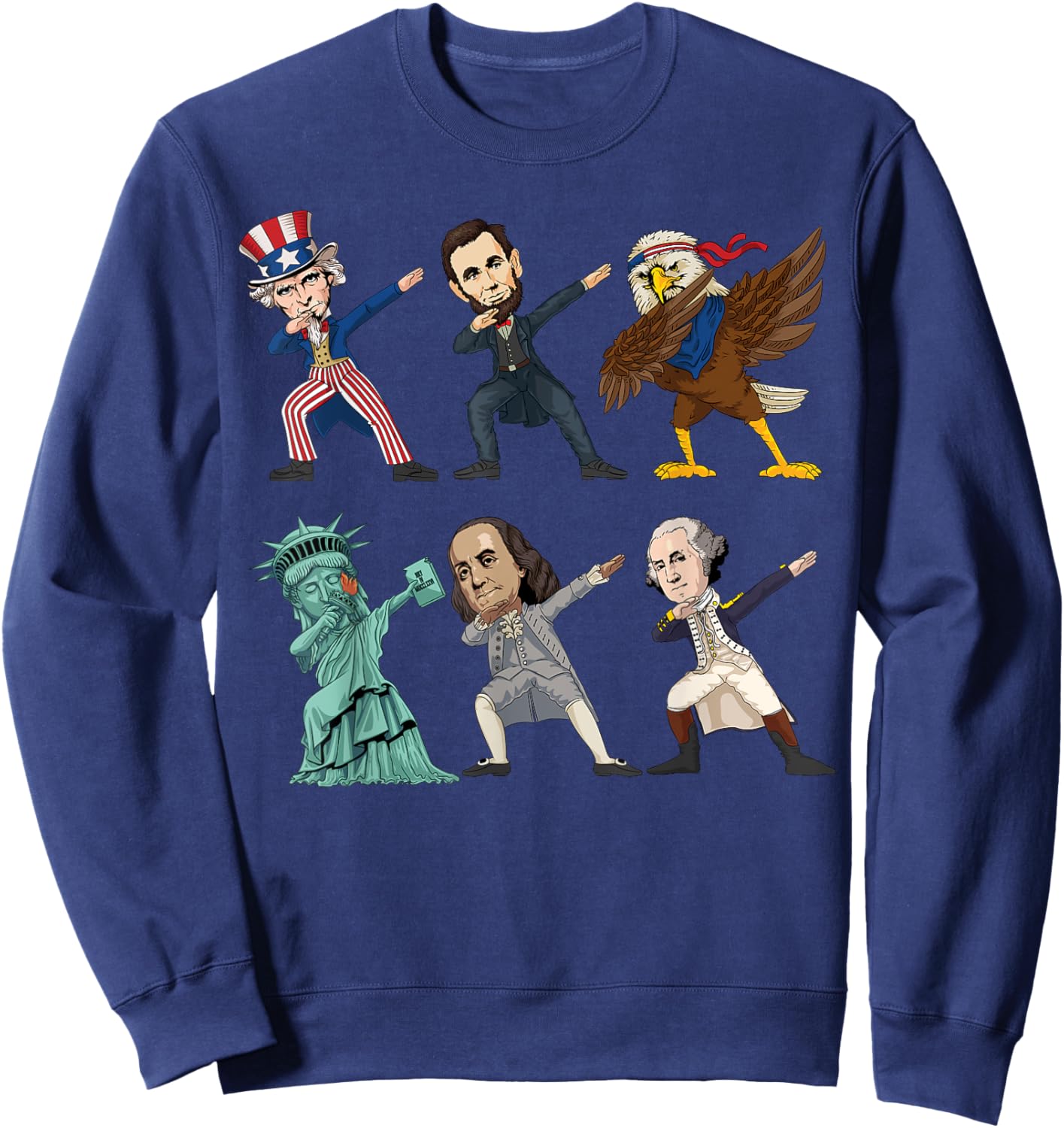 Dabbing Uncle Sam And Friends 4th Of July Boys Girls Kids Sweatshirt - Sweatshirt | Navy