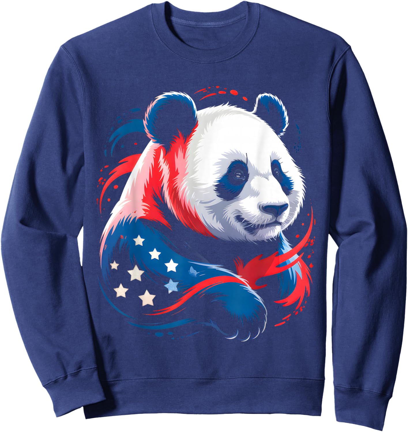 Panda 4th Of July Patriotic Panda Graphic American Flag Kids Sweatshirt - Sweatshirt | Navy