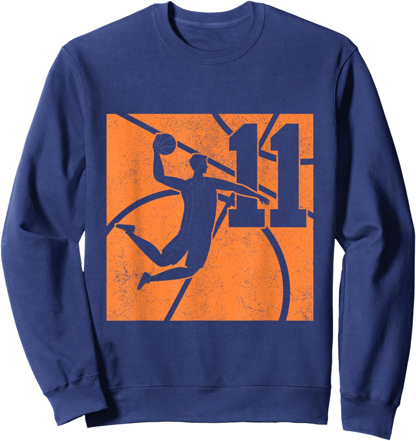 11 Year Old Basketball Dunk 11th Birthday Party Themed Boys Sweatshirt - Sweatshirt | Navy