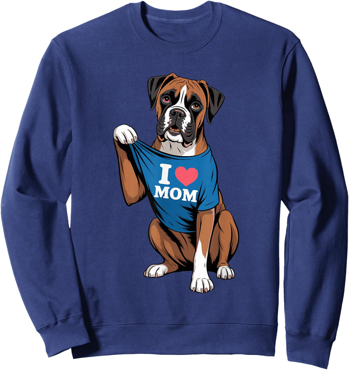Cute Boxer Dog Lover Funny I Heart Mom Mother's Day Sweatshirt - Sweatshirt | Navy