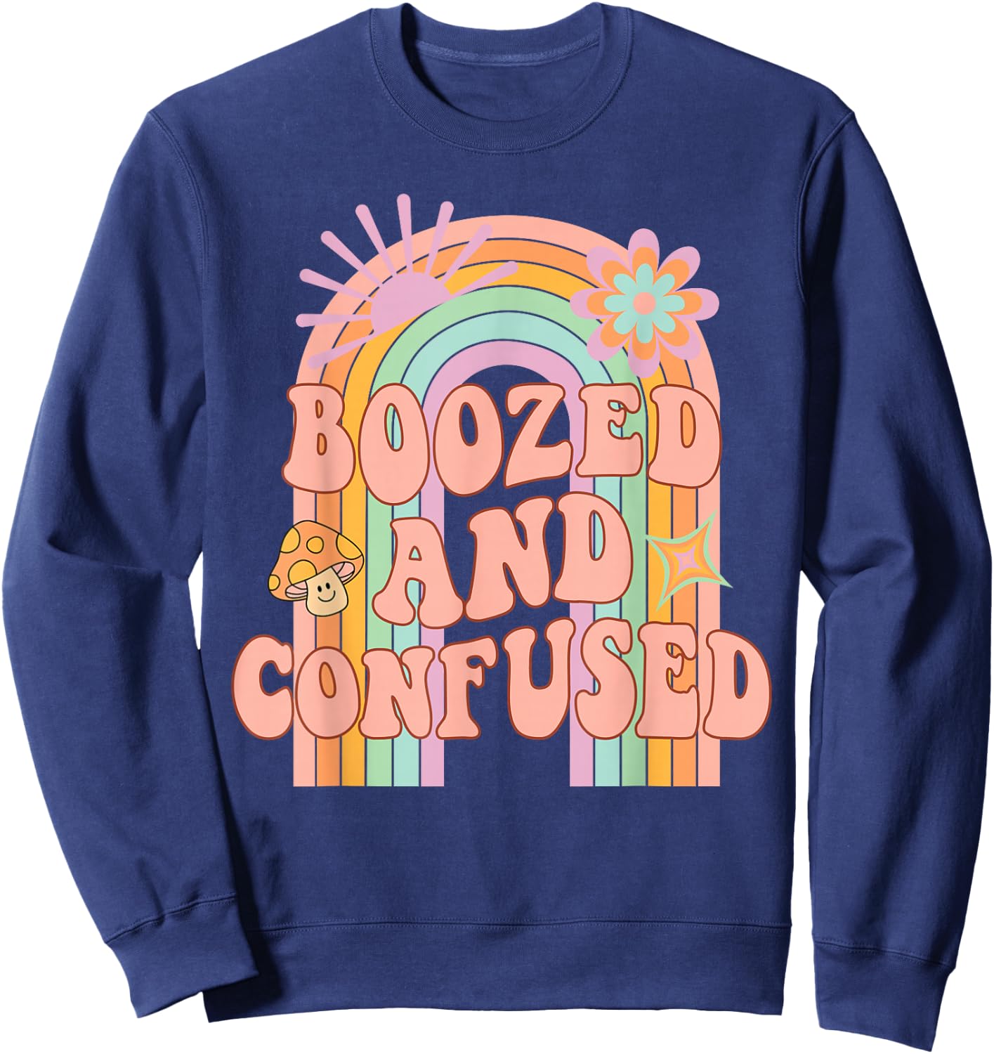 Boozed and Confused Groovy Rainbow Team Bride Bachelorette Sweatshirt - Sweatshirt | Navy