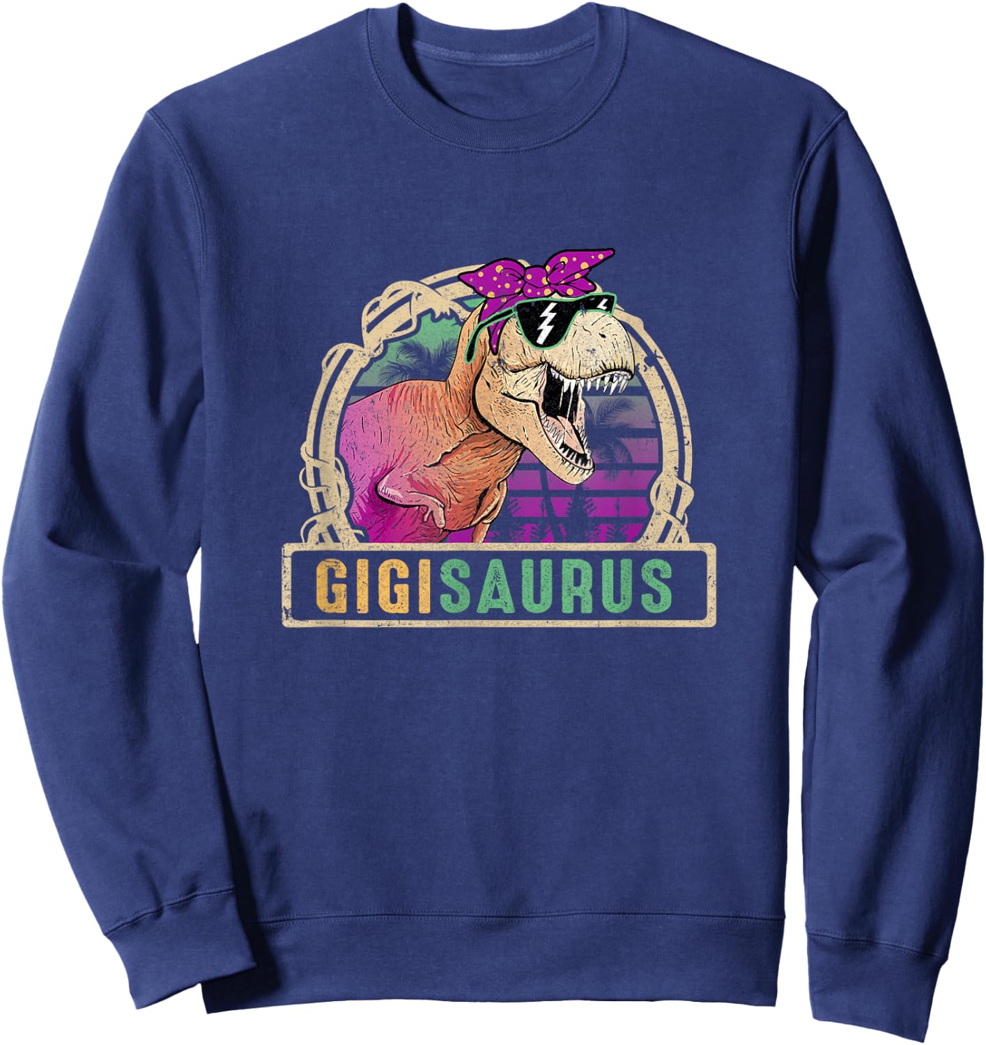 Gigi Saurus Gigisaurus T Rex Dinosaur Family Matching Sweatshirt - Sweatshirt | Navy