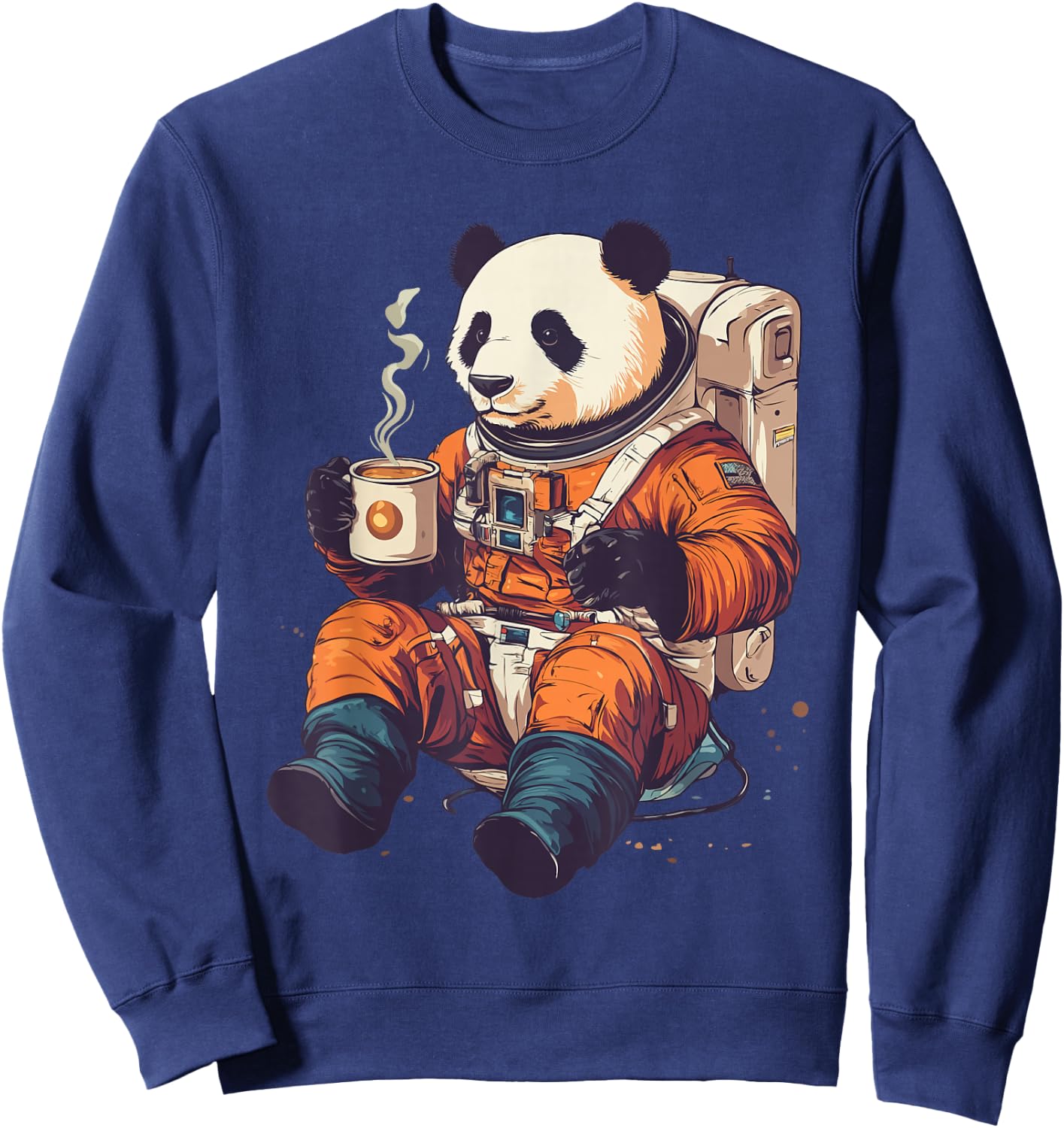 Panda Astronaut with Coffee Space Astronaut Panda Sweatshirt - Sweatshirt | Navy