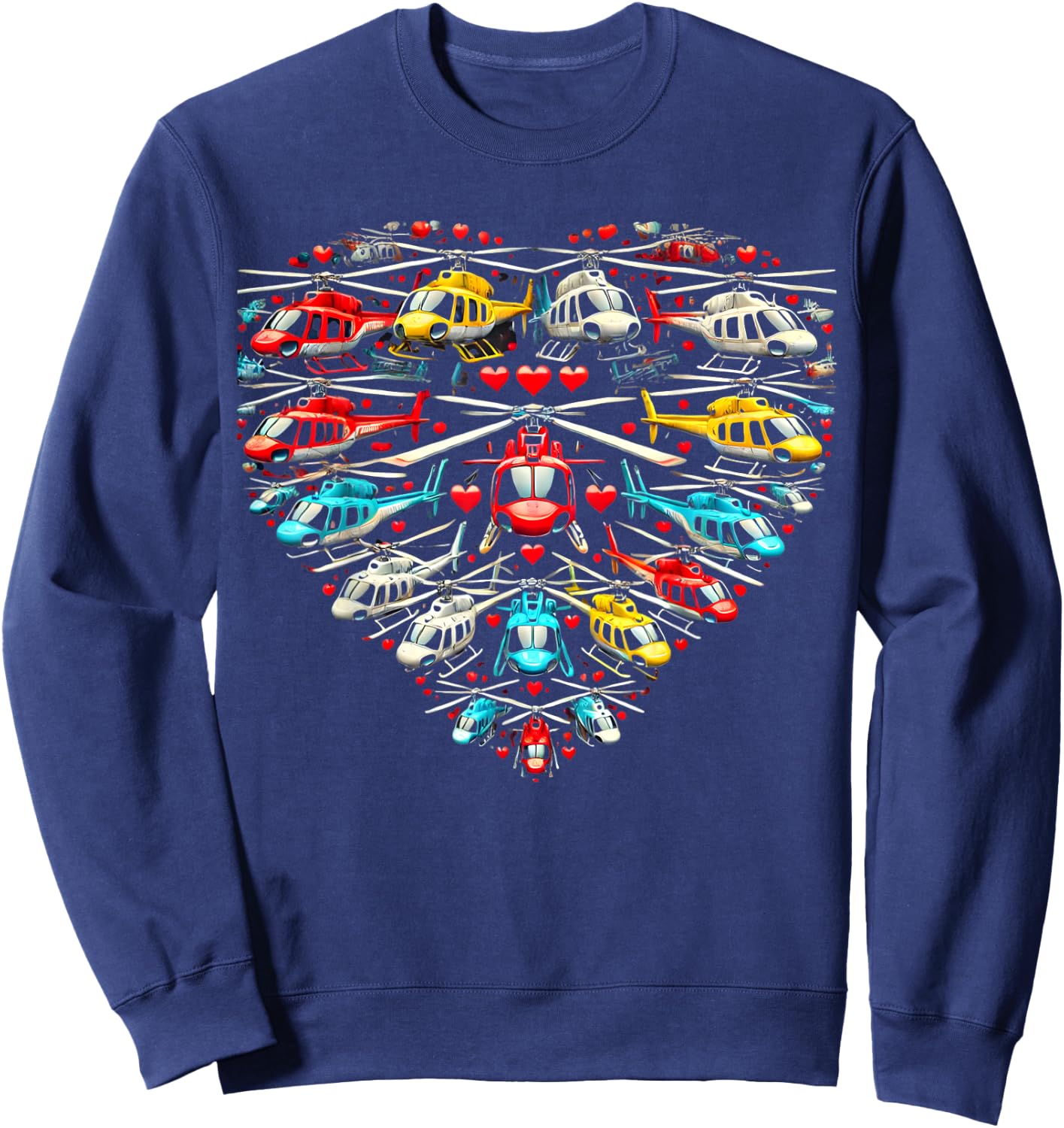 Pilot Helicopter Lover Valentines Day Men Women Kids Graphic Sweatshirt - Sweatshirt | Navy