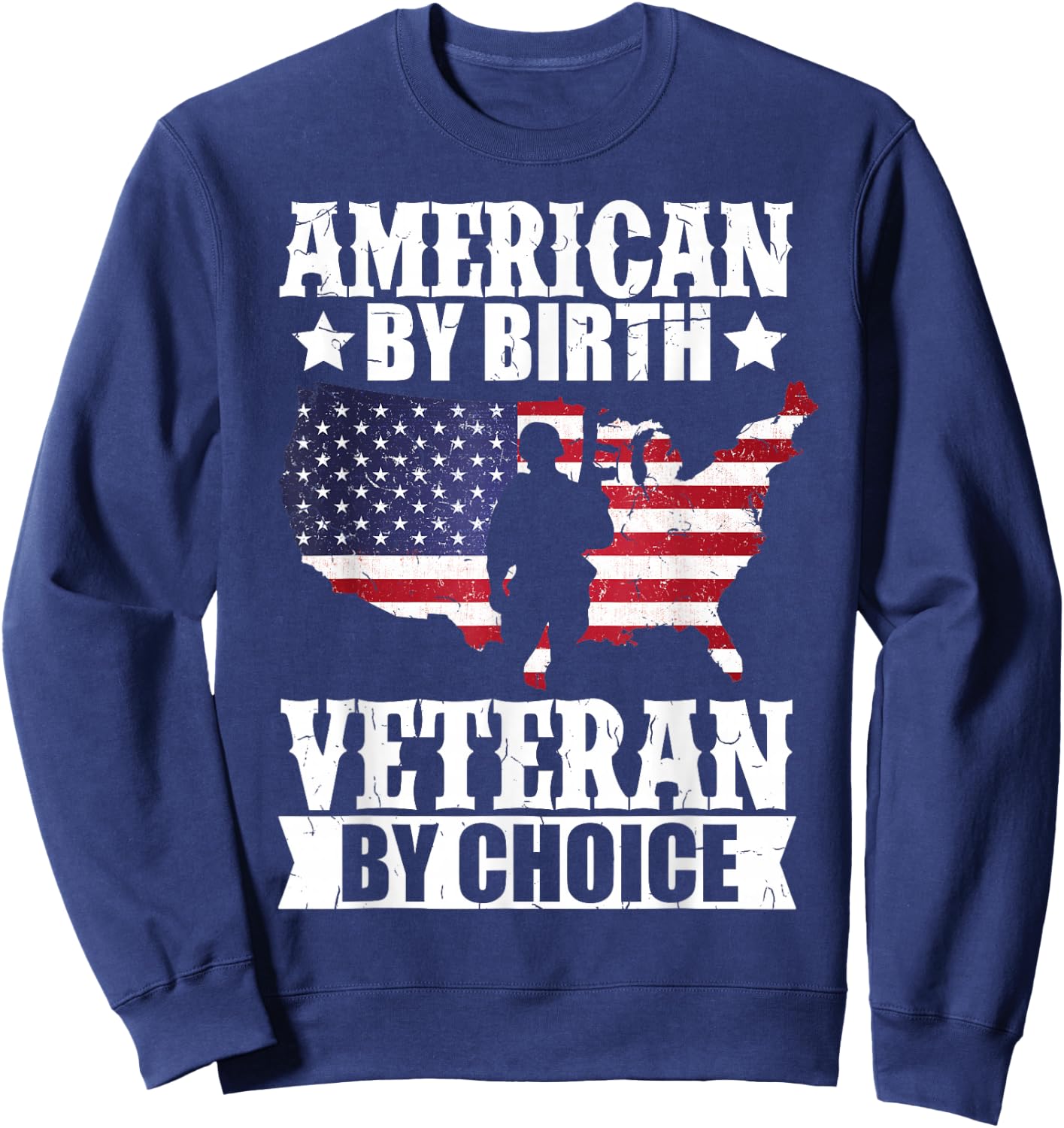 American by Birth Veteran by Choice US Flag Veterans Day Sweatshirt - Sweatshirt | Navy
