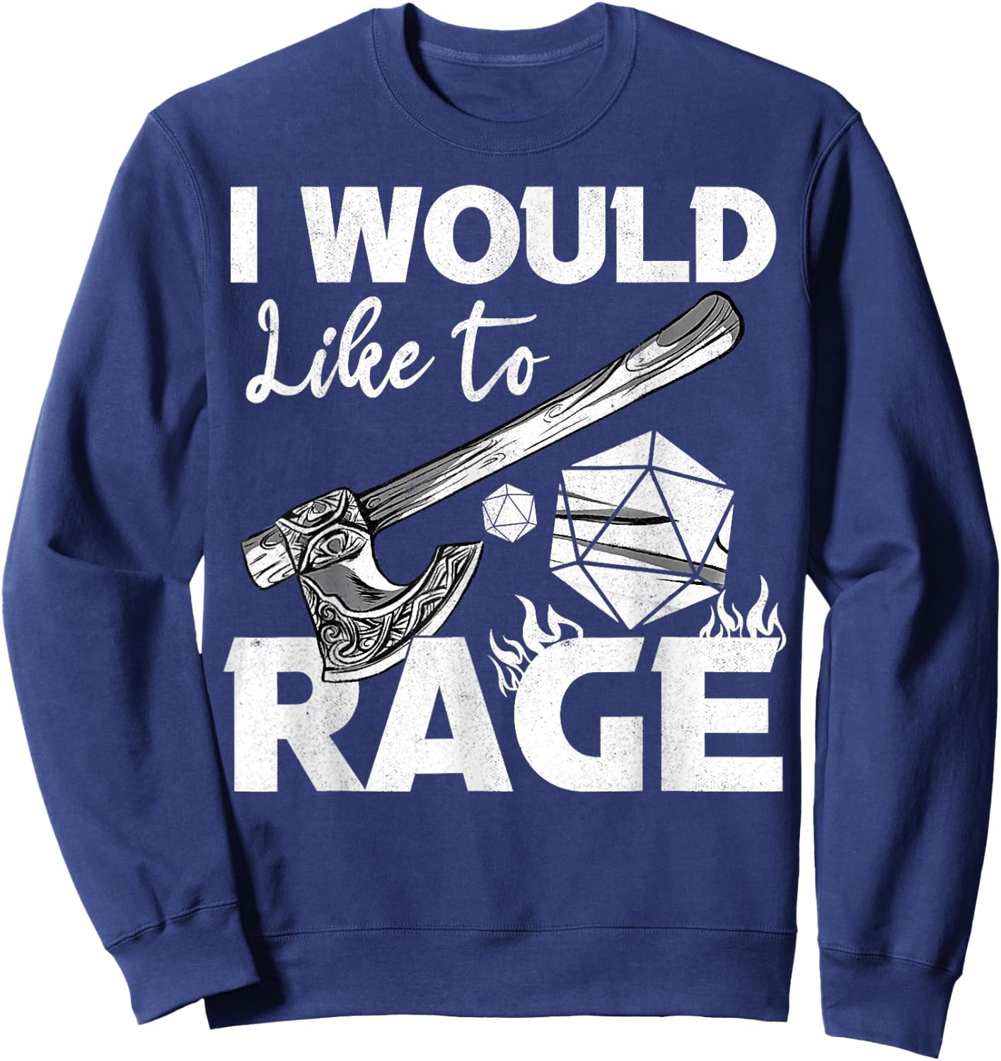 I Would Like To Rage Tabletop B.arbarian Role Play Black -Adults Classic Fit Cotton Blend Short Sleeve Sweatshirt - Sweatshirt | Navy