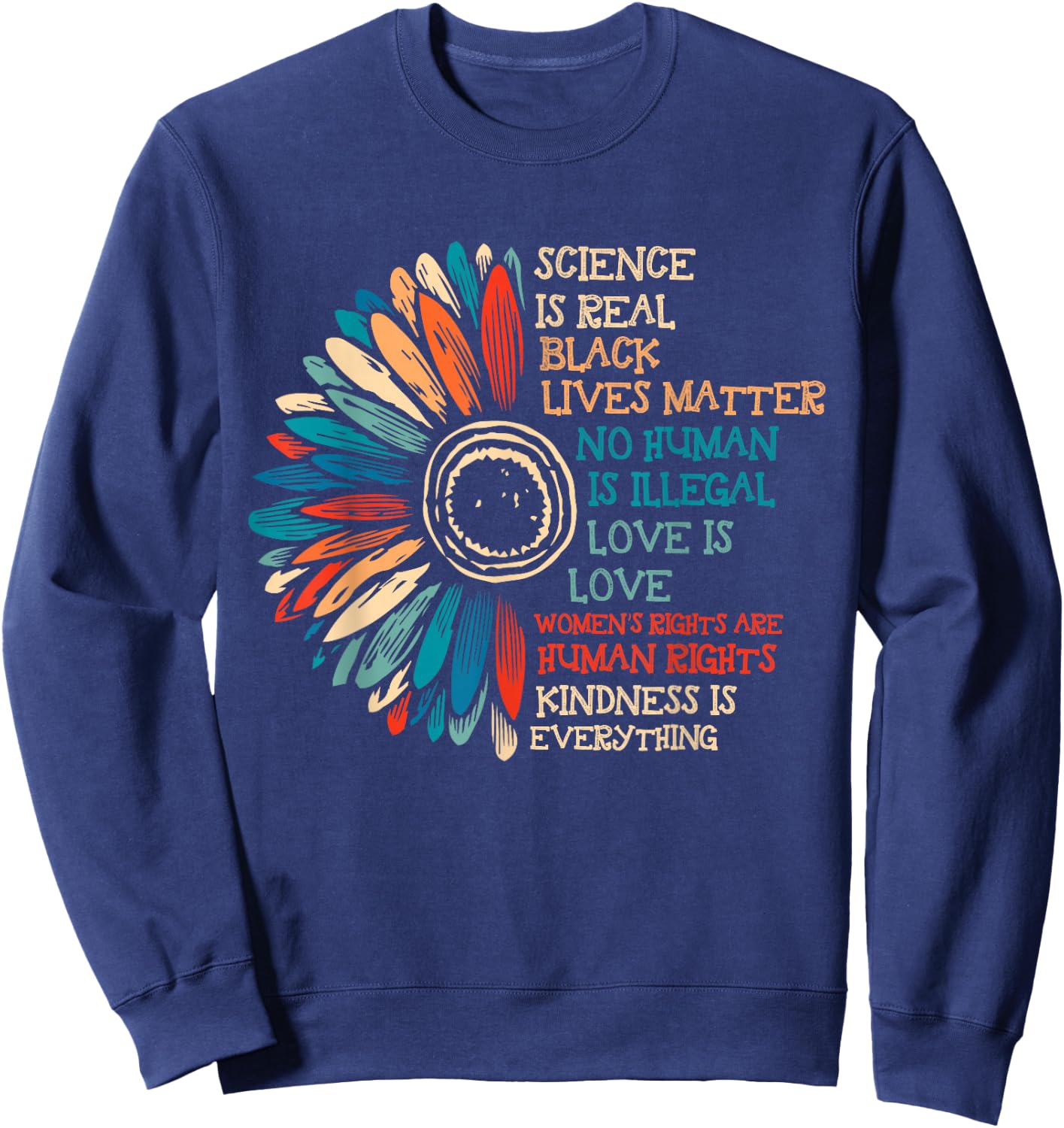 Rights Are Human Rights Feminist Retro Women Gifts Sweatshirt - Sweatshirt | Navy