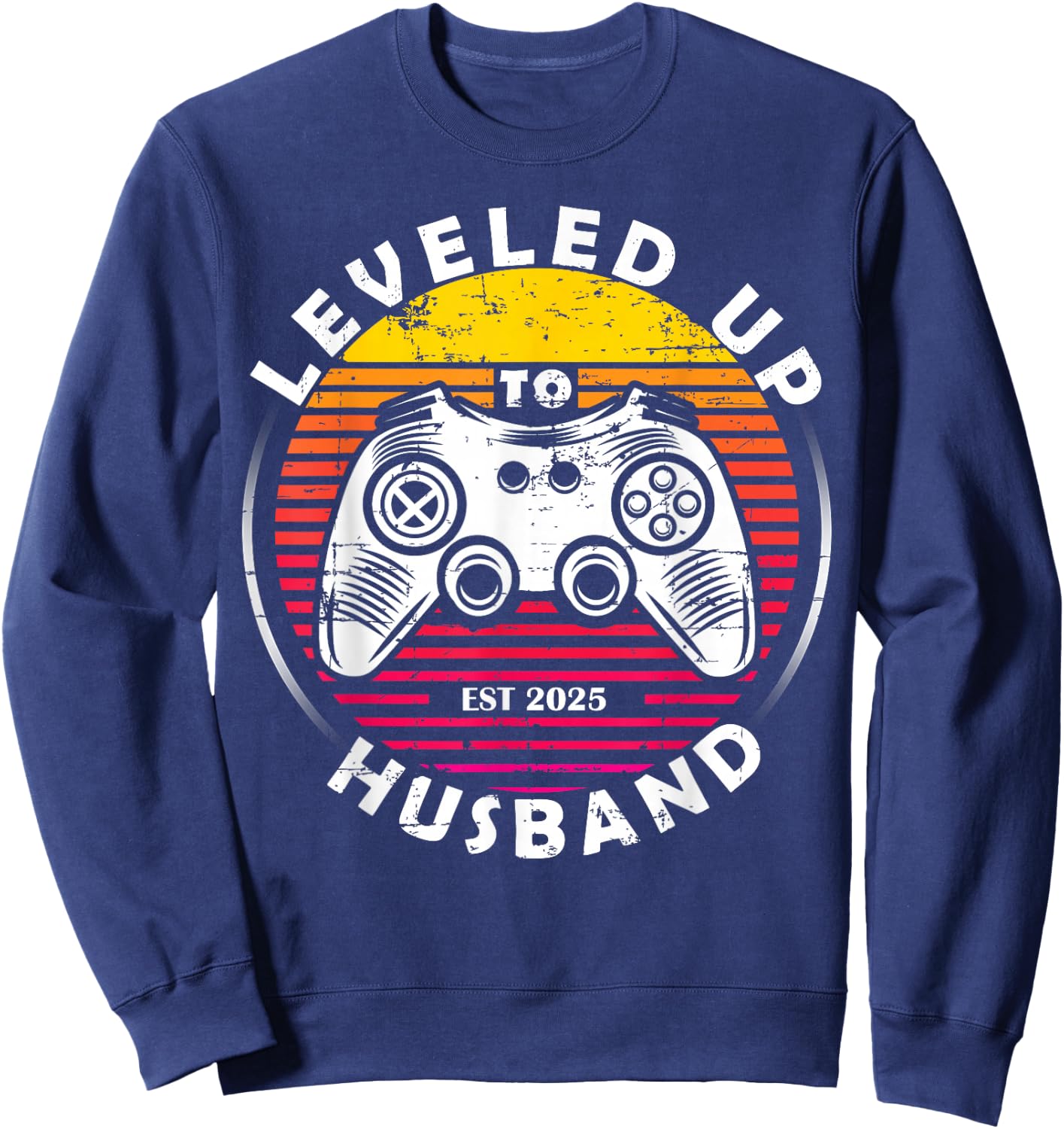 Promoted to Husband Gift - Leveling Up to Husband Est 2025 Sweatshirt - Sweatshirt | Navy