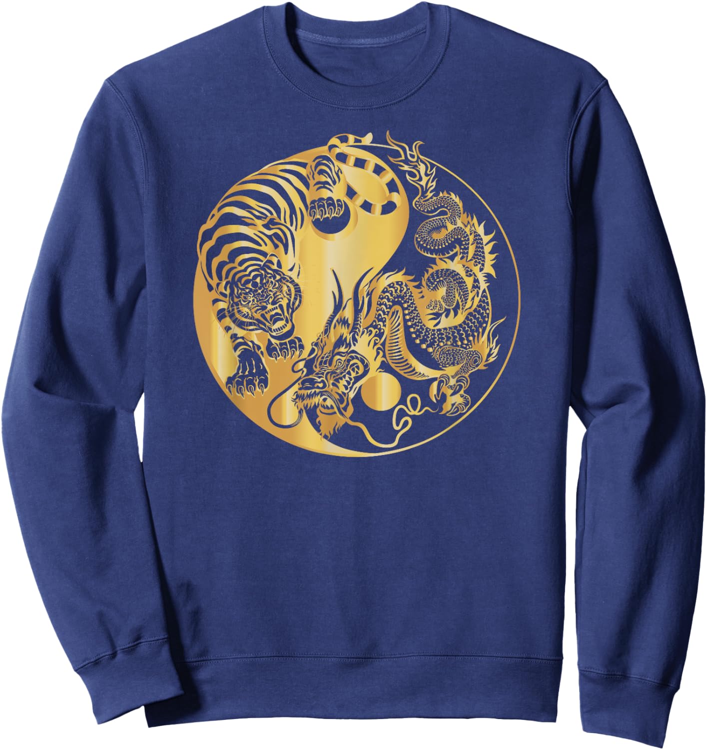 Yin yang tiger dragon gold Sweatshirt - Sweatshirt | Navy