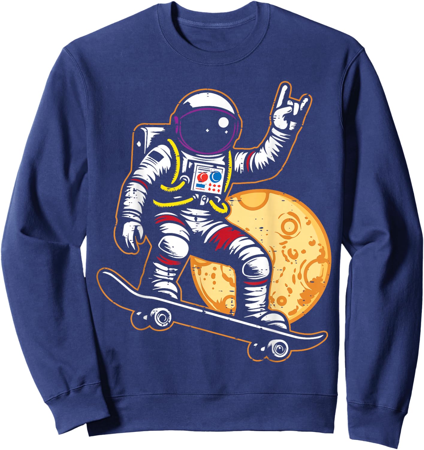 Astronaut Skateboard Rock Hand Space Rocker Men Boys Kids Sweatshirt - Sweatshirt | Navy