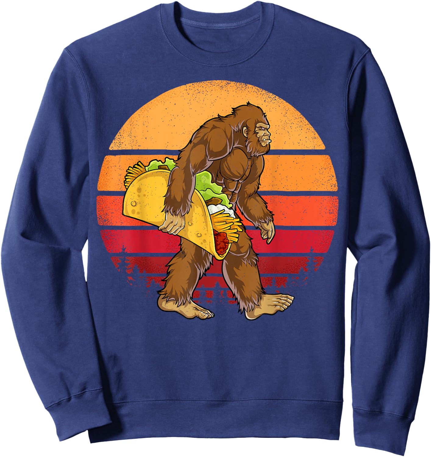 Bigfoot Carrying Taco Funny Cinco de Mayo Boys Men Sasquatch Sweatshirt - Sweatshirt | Navy