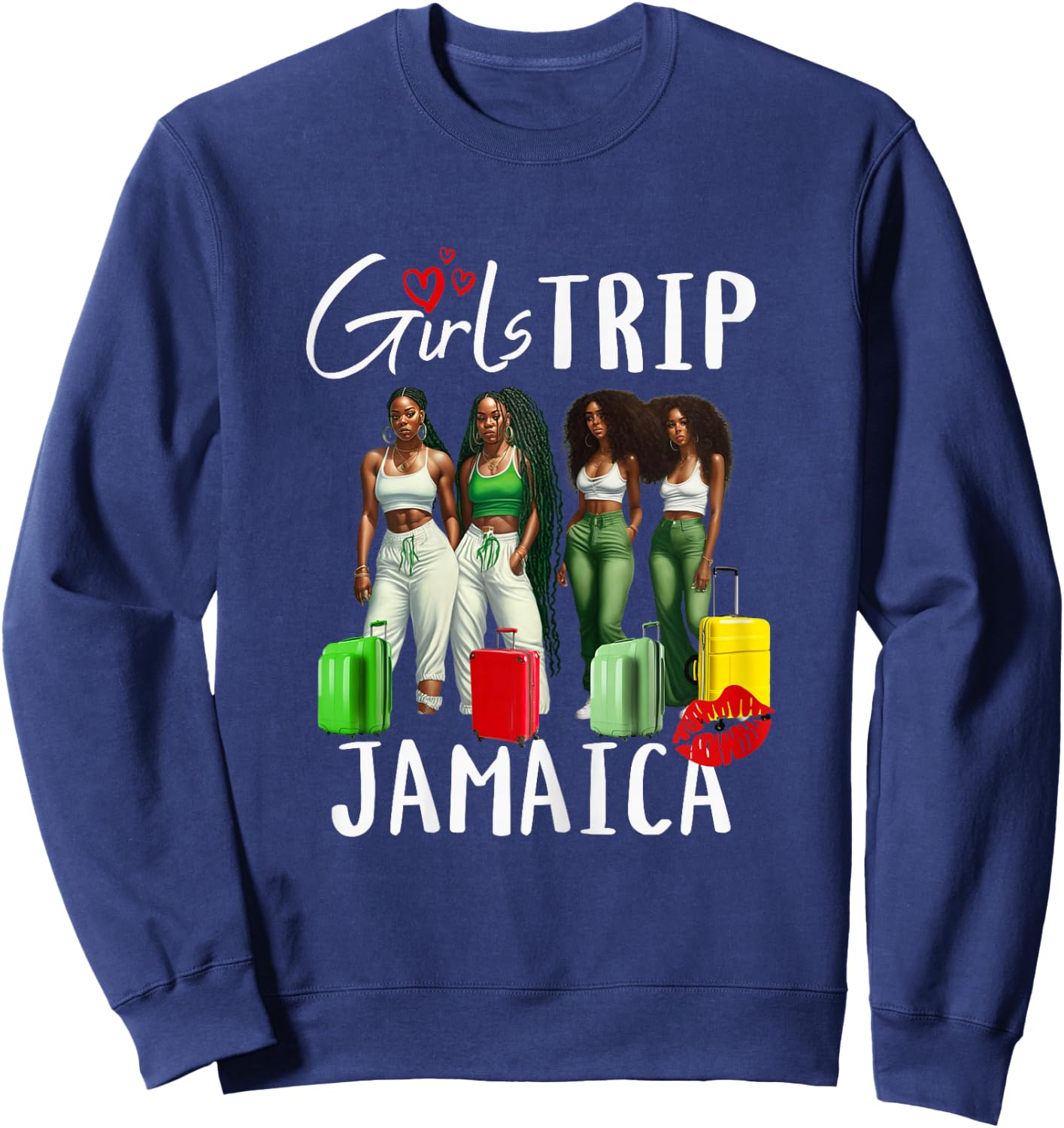 Girls TRip Jamaica Melanin Black Women Birthday Fun Vacation Sweatshirt - Sweatshirt | Navy