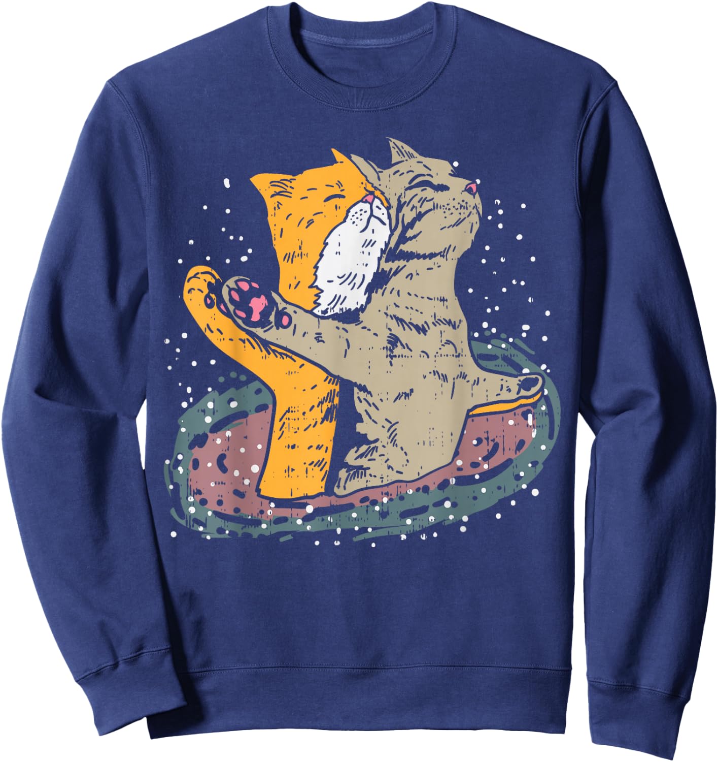 Cats Titanic Pose In Space Funny Movie Pun Animal Lover Gift Sweatshirt - Sweatshirt | Navy
