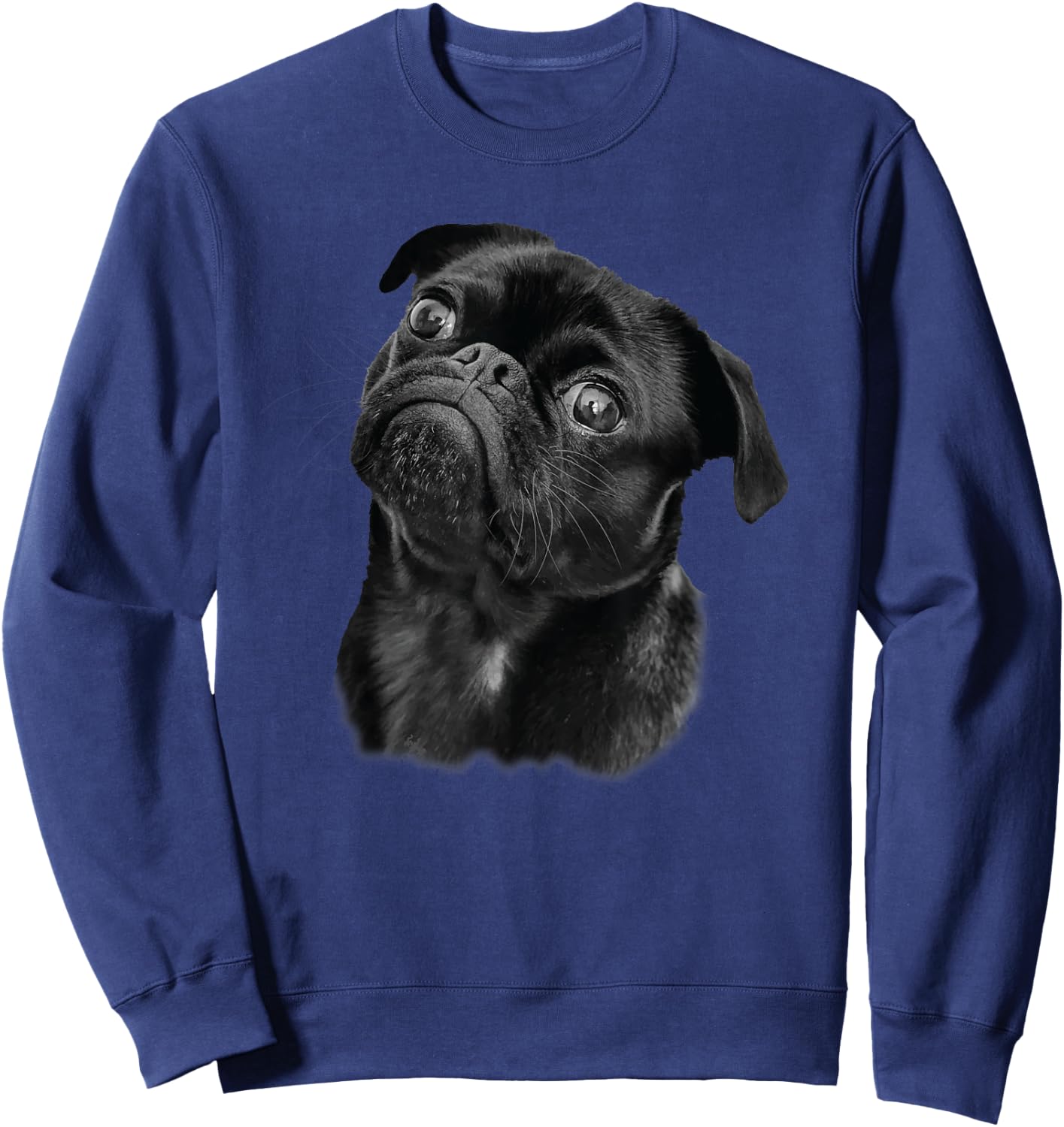 Pug Shirt for Dog Mom Dad Funny Cute Black Pug Sweatshirt - Sweatshirt | Navy