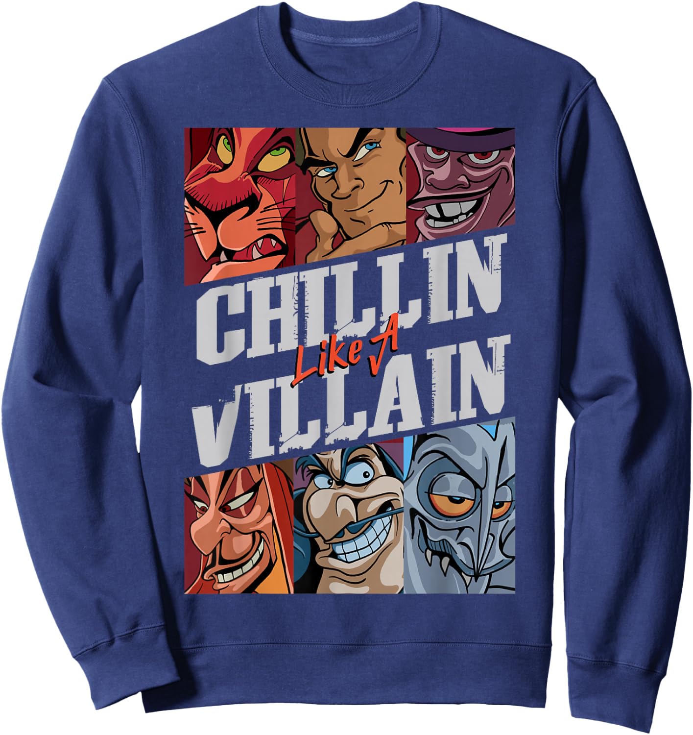 Disney Villains Chillin' Like A Villain Group Portrait Small Sweatshirt - Sweatshirt | Navy