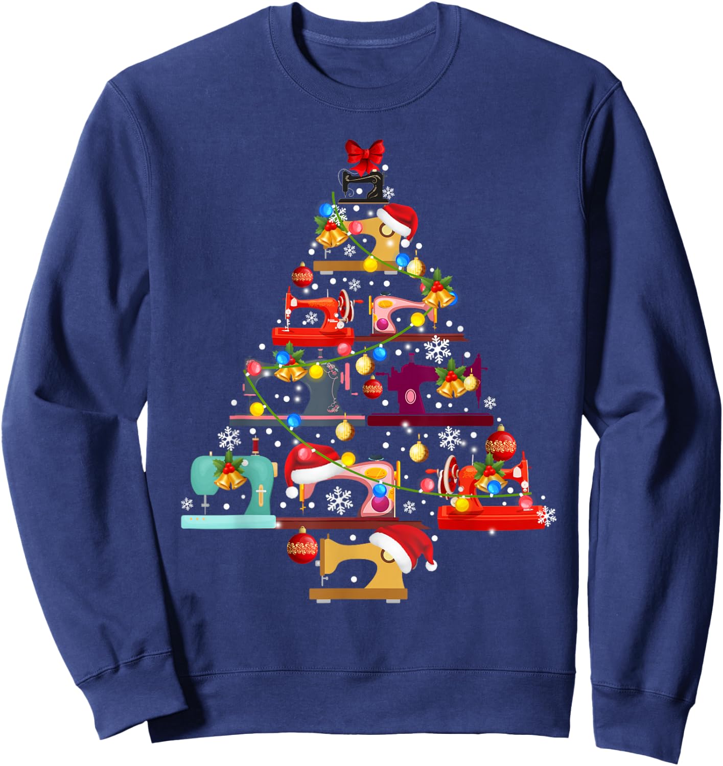 Sewing Machines Christmas Tree Quilt Sewing Lovers Xmas Gift Sweatshirt - Sweatshirt | Navy