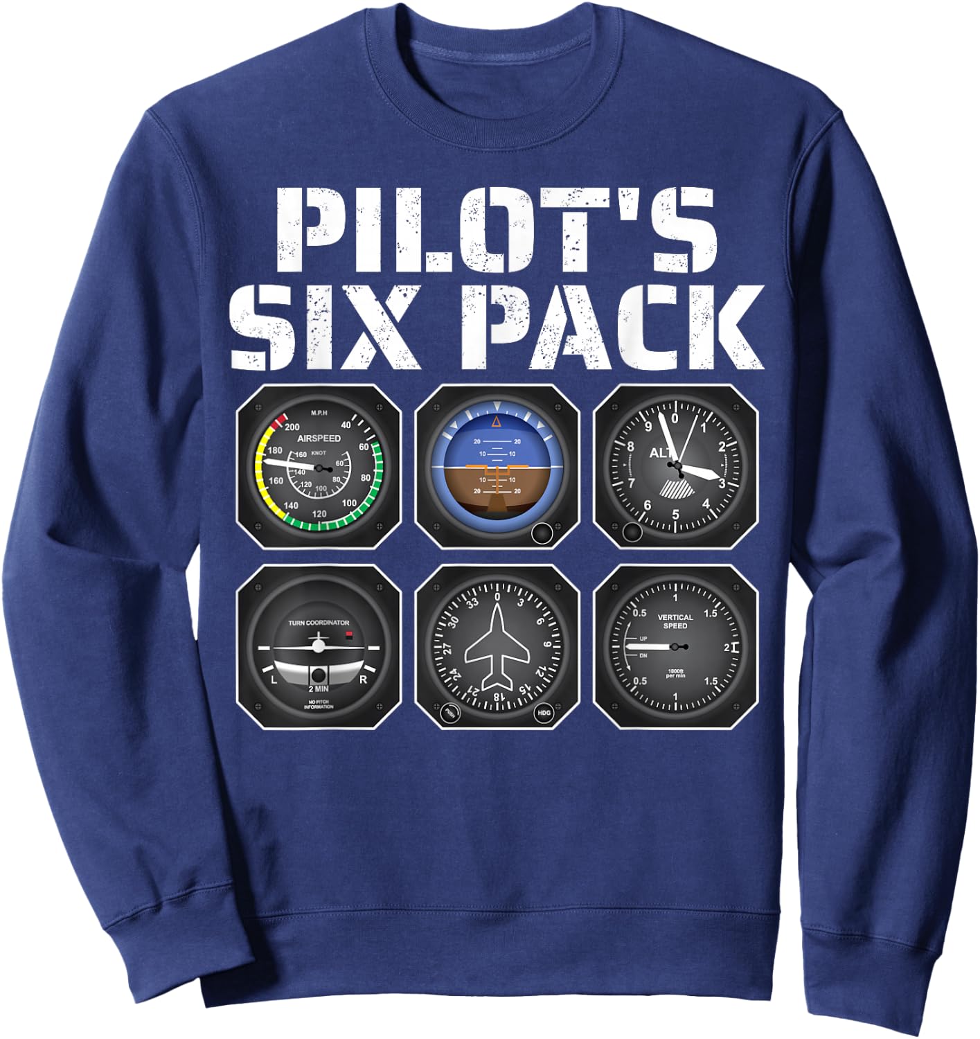 Pilot Aviation Pilot's Six Pack Pilot Airplane Sweatshirt - Sweatshirt | Navy