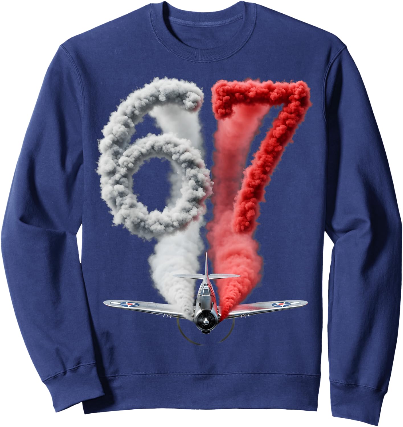 Funny Six Seven 6 7 Meme Gen Alpha Slang 6 7 Airplane Pilot Sweatshirt - Sweatshirt | Navy