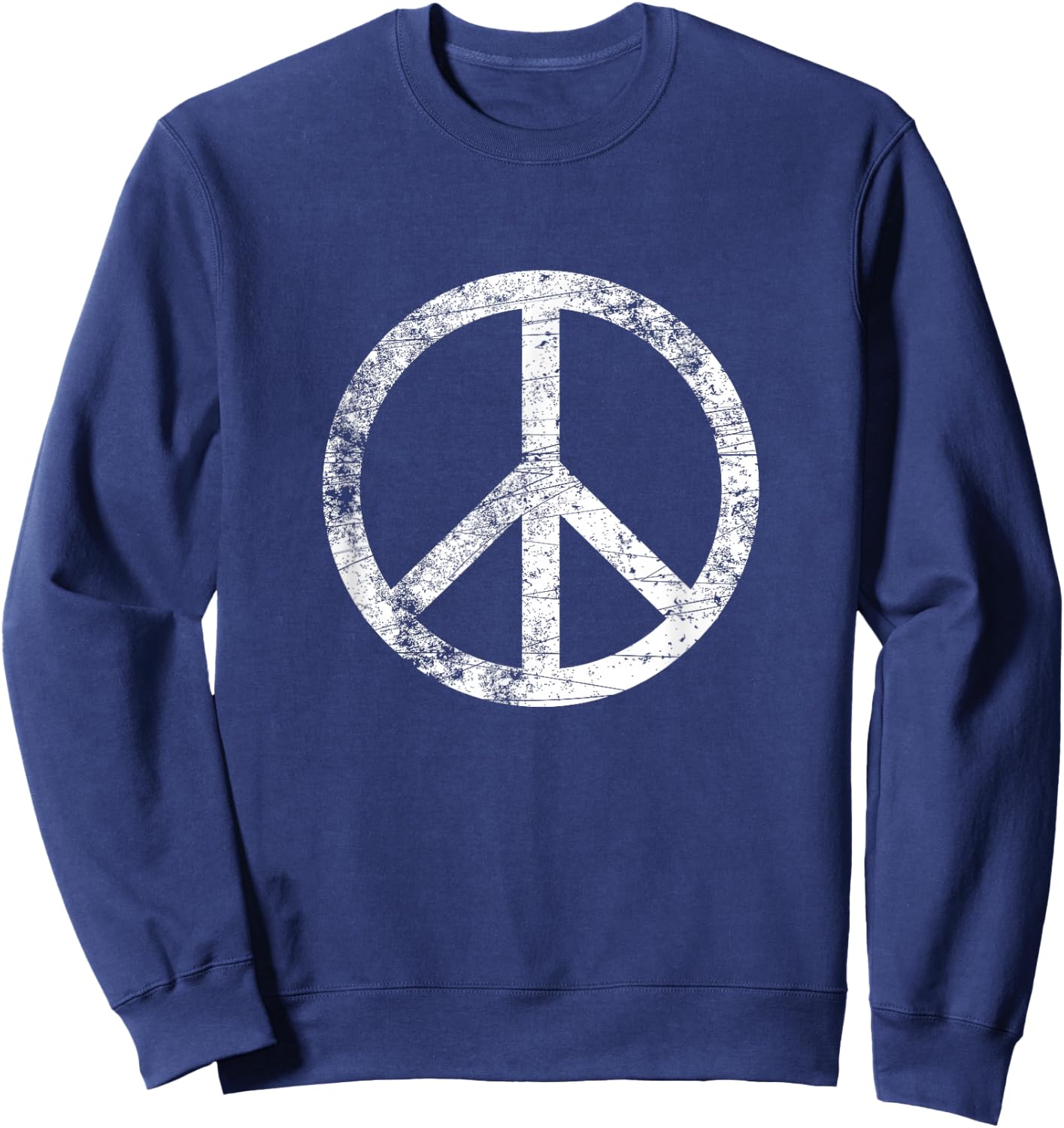 Distressed Peace Sign Retro Vintage Peace Symbol Sweatshirt - Sweatshirt | Navy