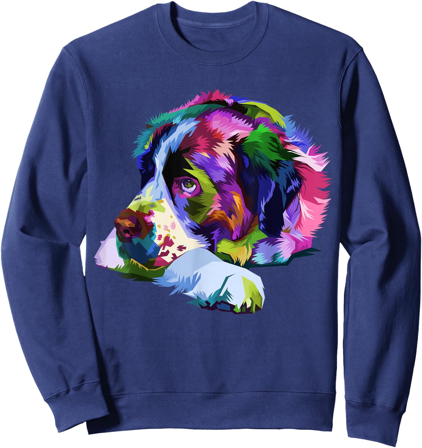 Saint Bernard Pop Art Portrait Colorful Art for Dog Owners Sweatshirt - Sweatshirt | Navy
