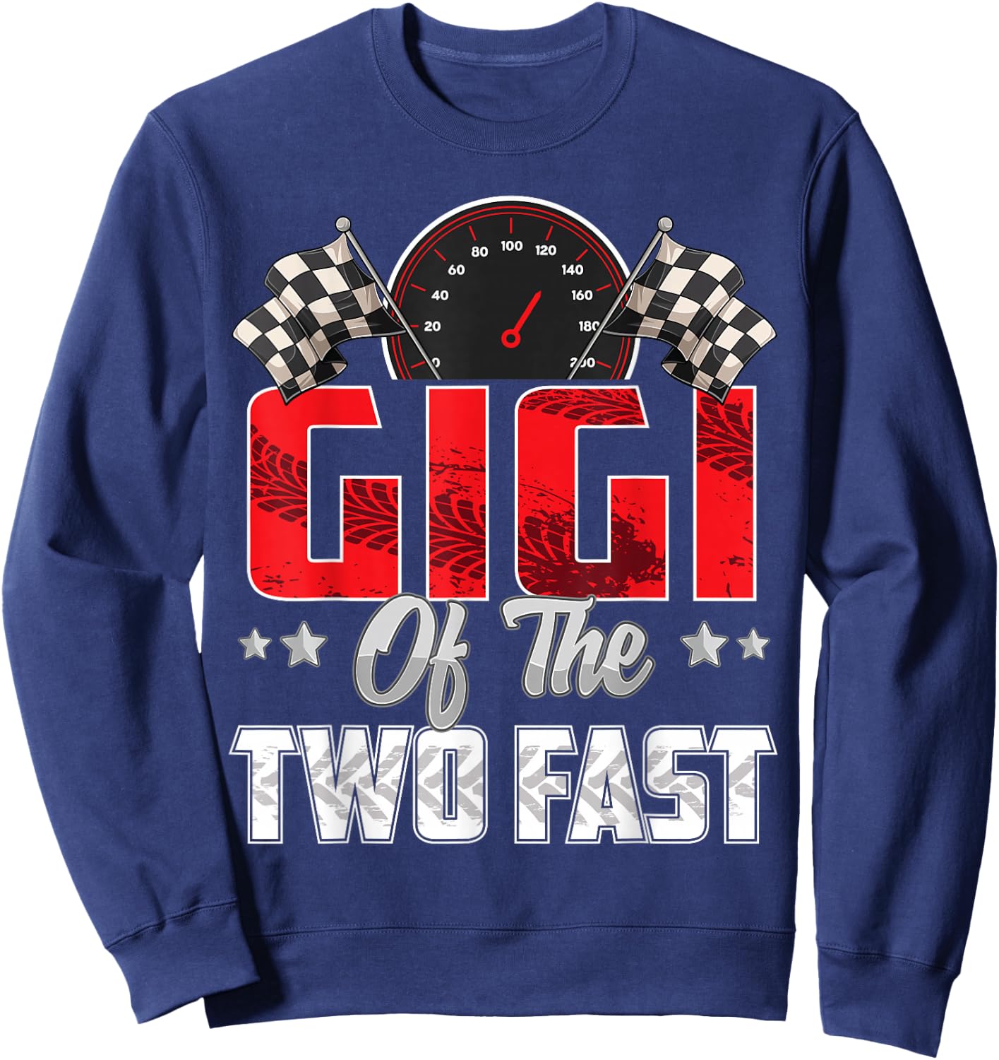 2 year old racing car two fast birthday 2nd Family Gigi Sweatshirt - Sweatshirt | Navy