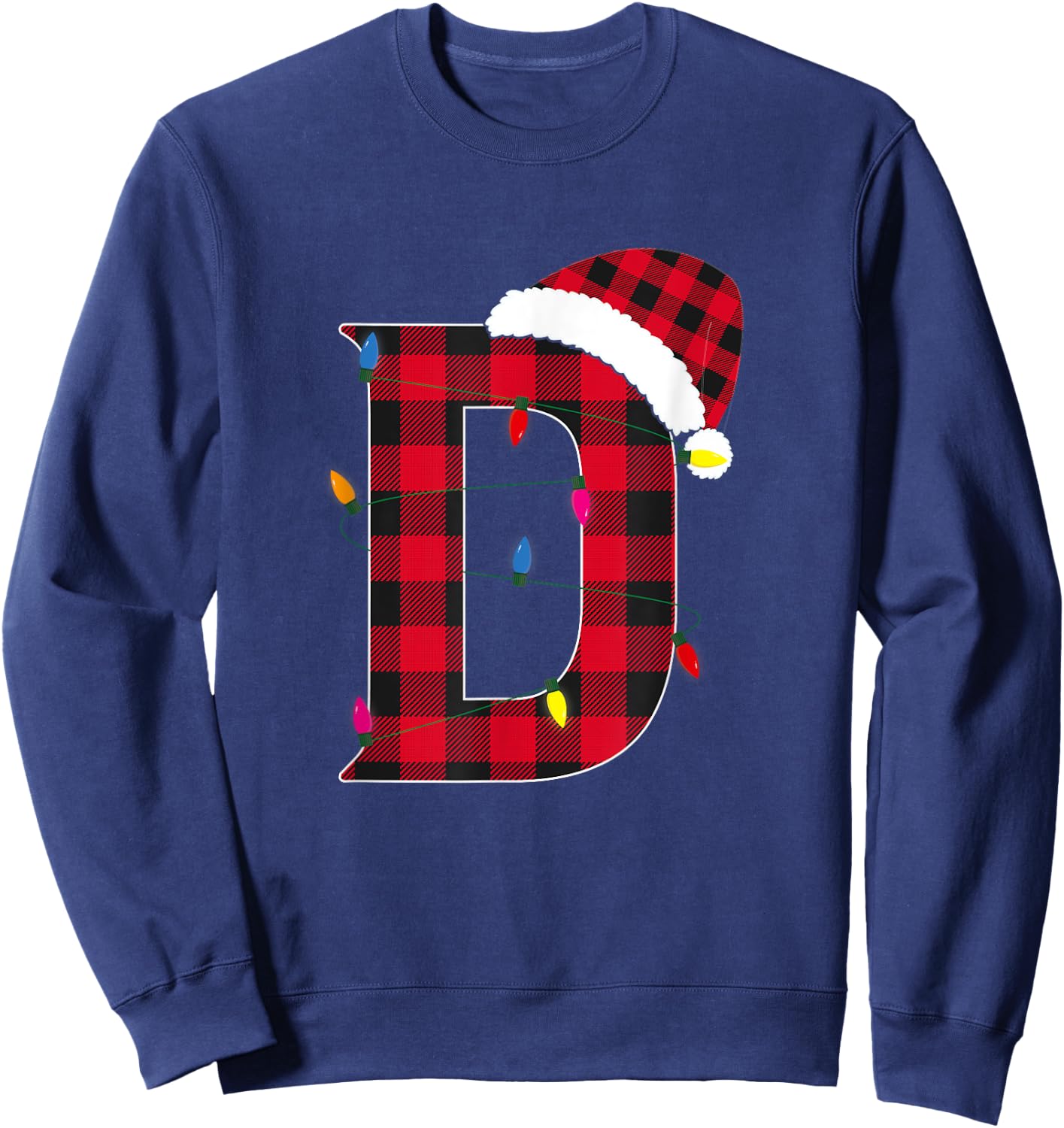 Awesome Letter M Initial Name Buffalo Plaid Christmas Sweatshirt - Sweatshirt | Navy