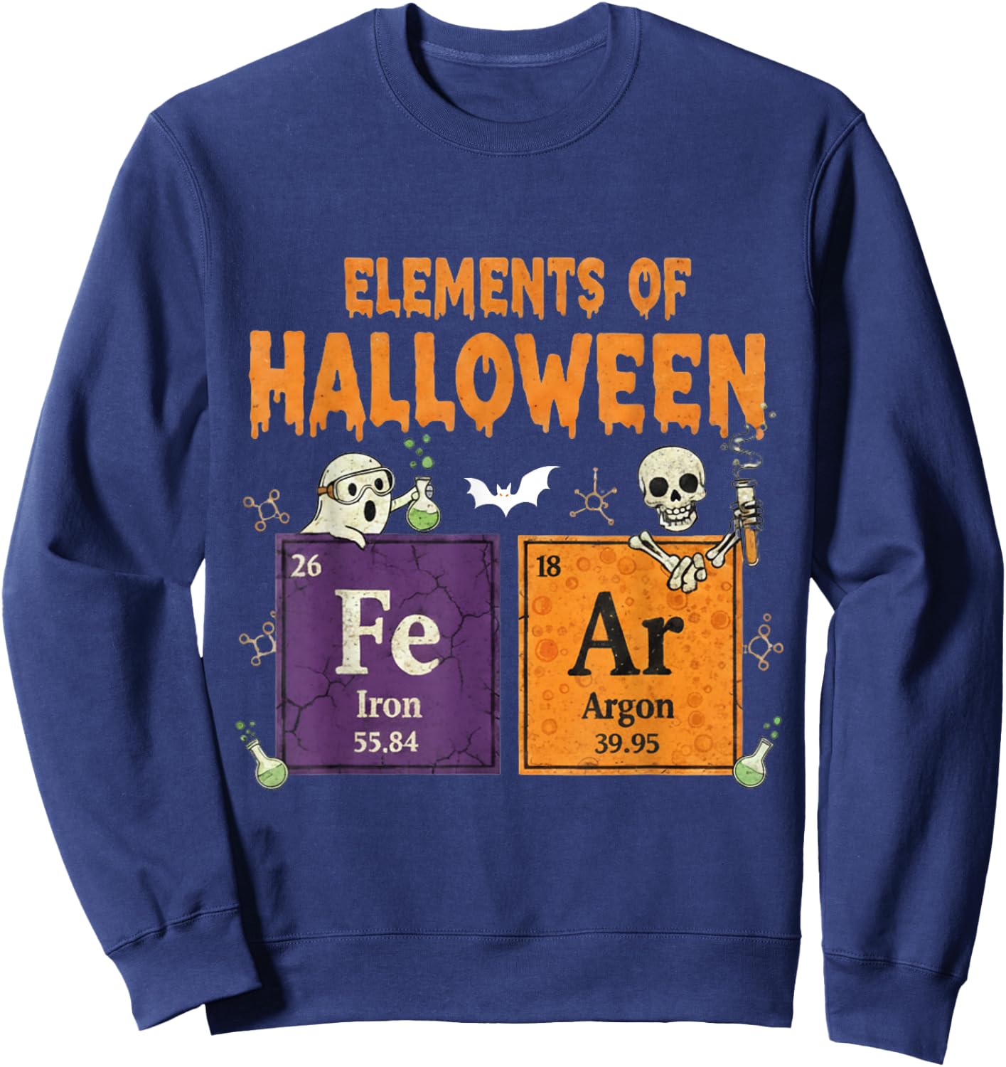 Elements of Halloween Fear Periodically Halloween Chemistry Sweatshirt - Sweatshirt | Navy