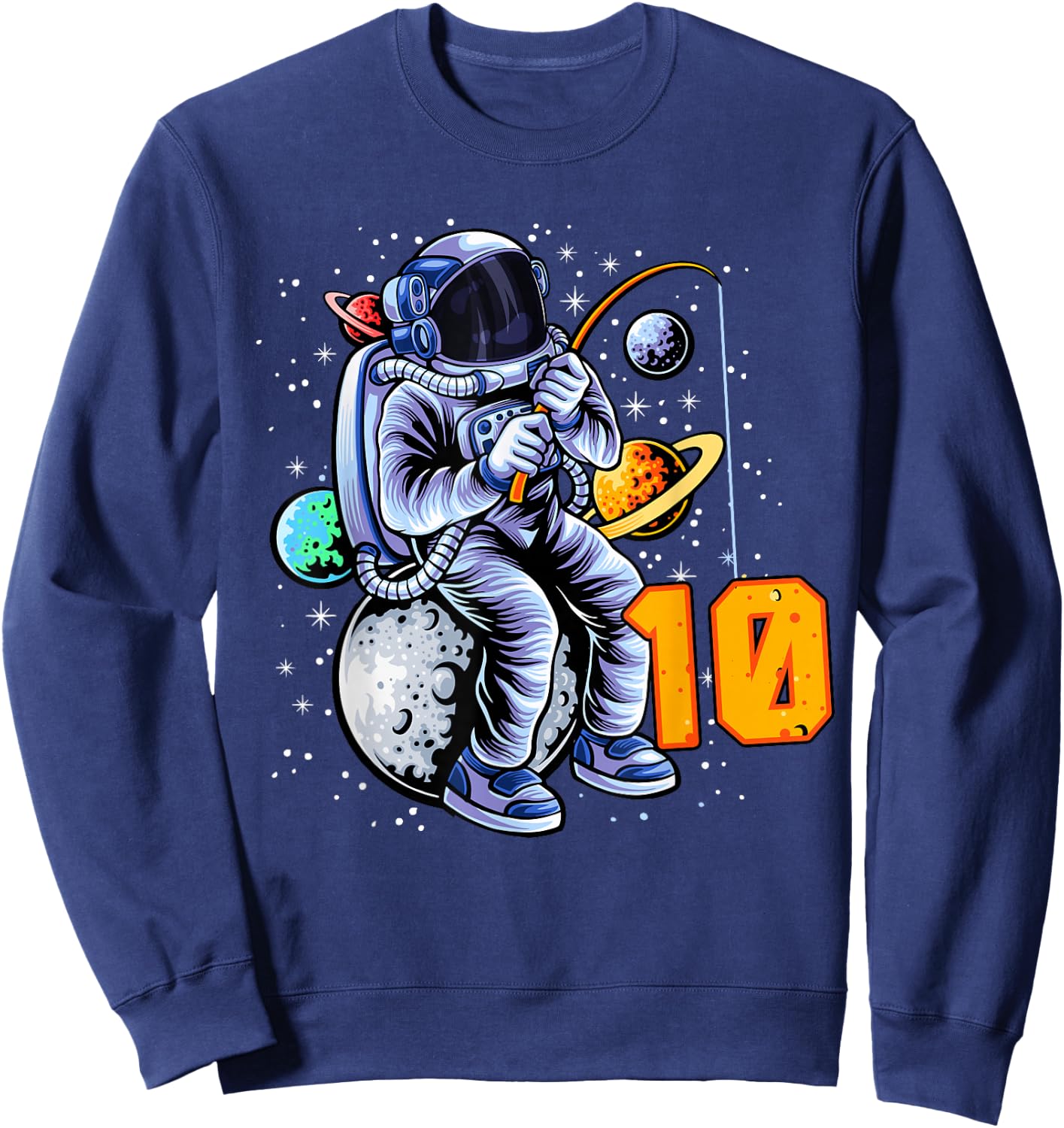 10 Years Old Birthday Boy Astronaut Gifts Space 10th B-Day Sweatshirt - Sweatshirt | Navy