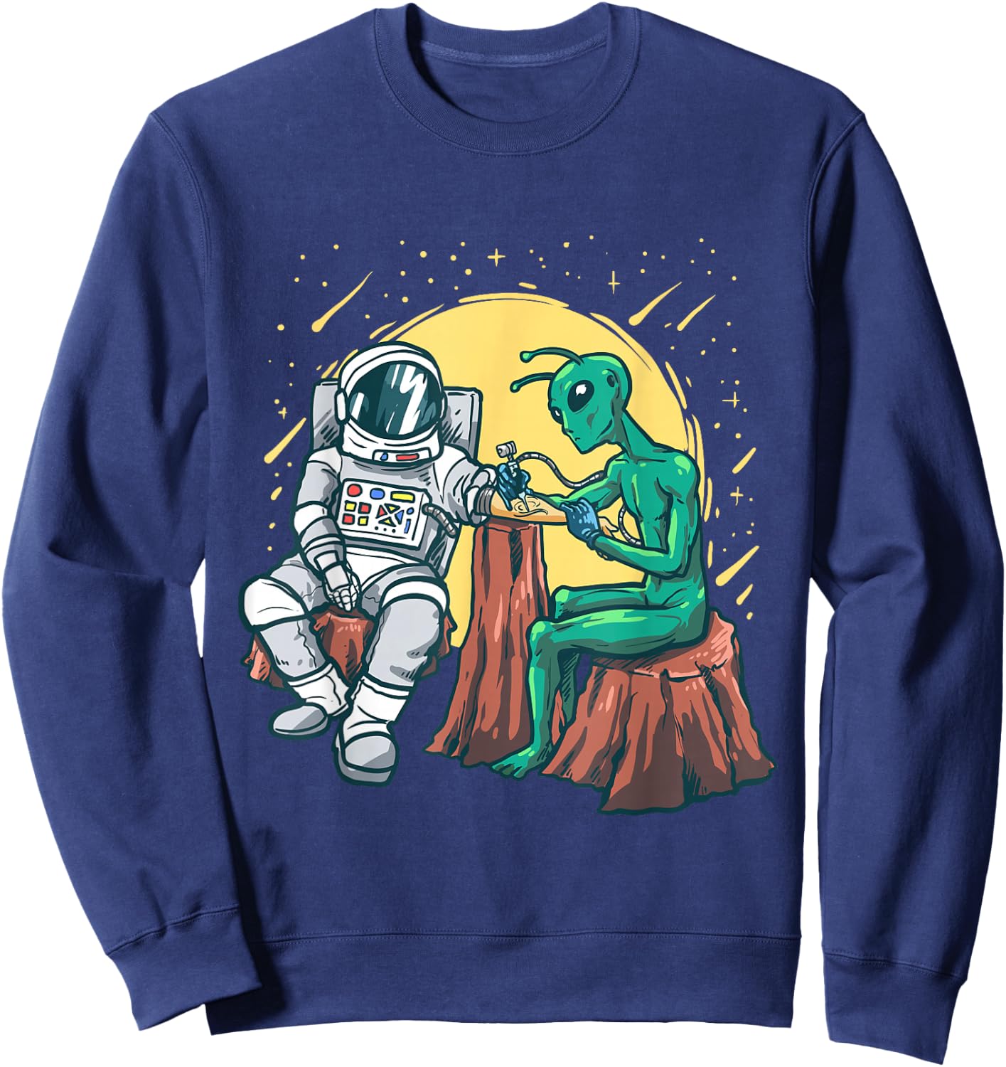 Alien Tattooed Astronaut Ink Tattoo Artist Sweatshirt - Sweatshirt | Navy