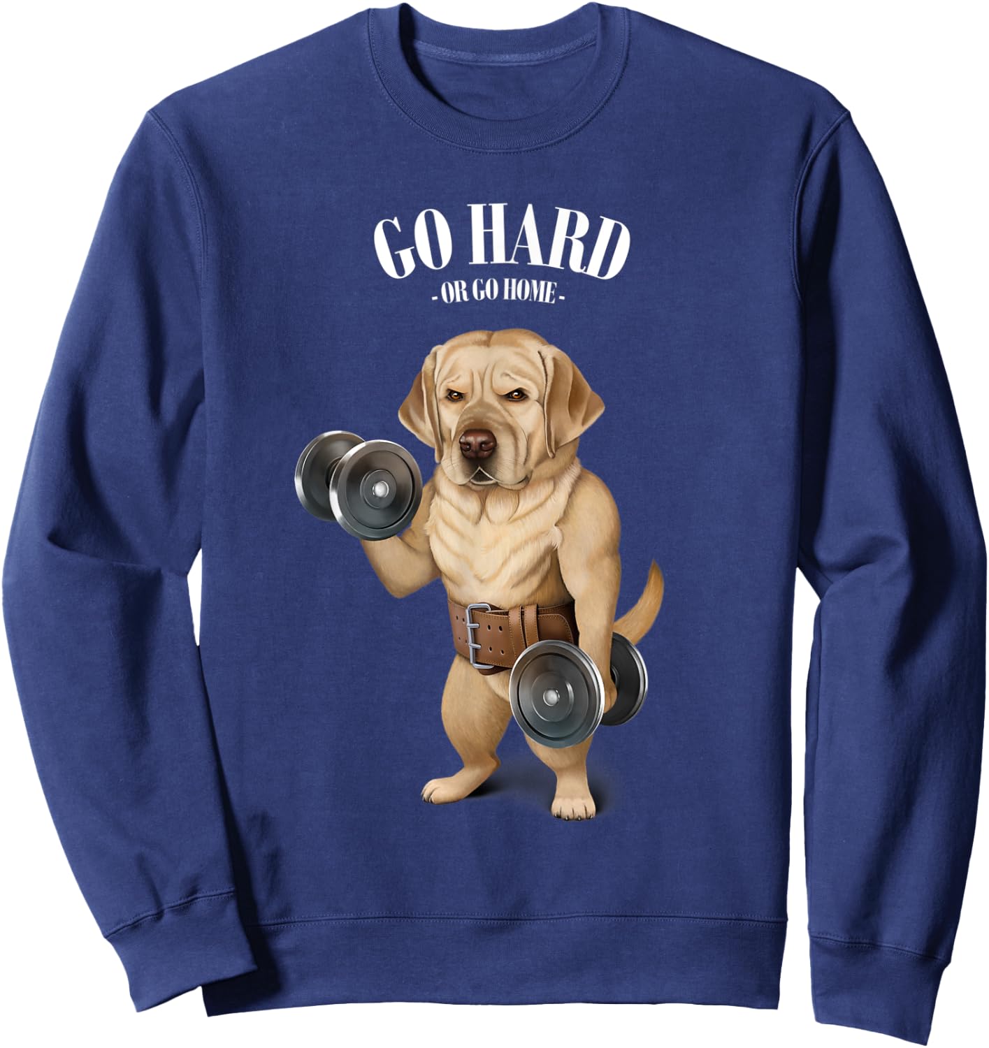Labrador Retriever Dog Muscle Training with Dumbbell Sweatshirt - Sweatshirt | Navy