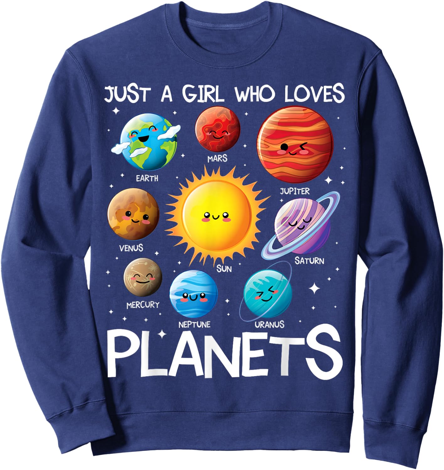 Just A Girl Who Loves Planets Solar System Space Science Sweatshirt - Sweatshirt | Navy